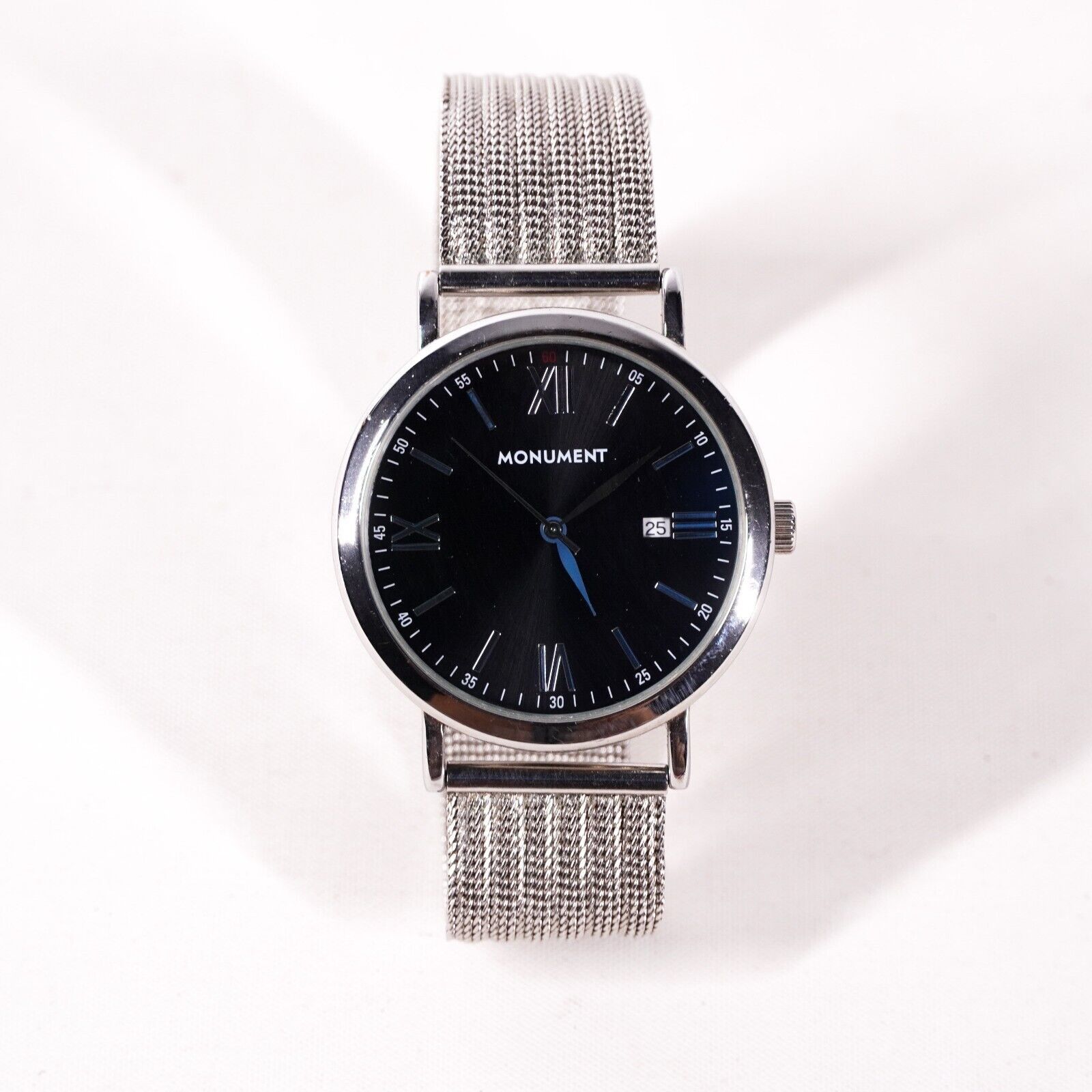 10" Monument Metal Wrist Watch Silver Japanese Quartz, Men's