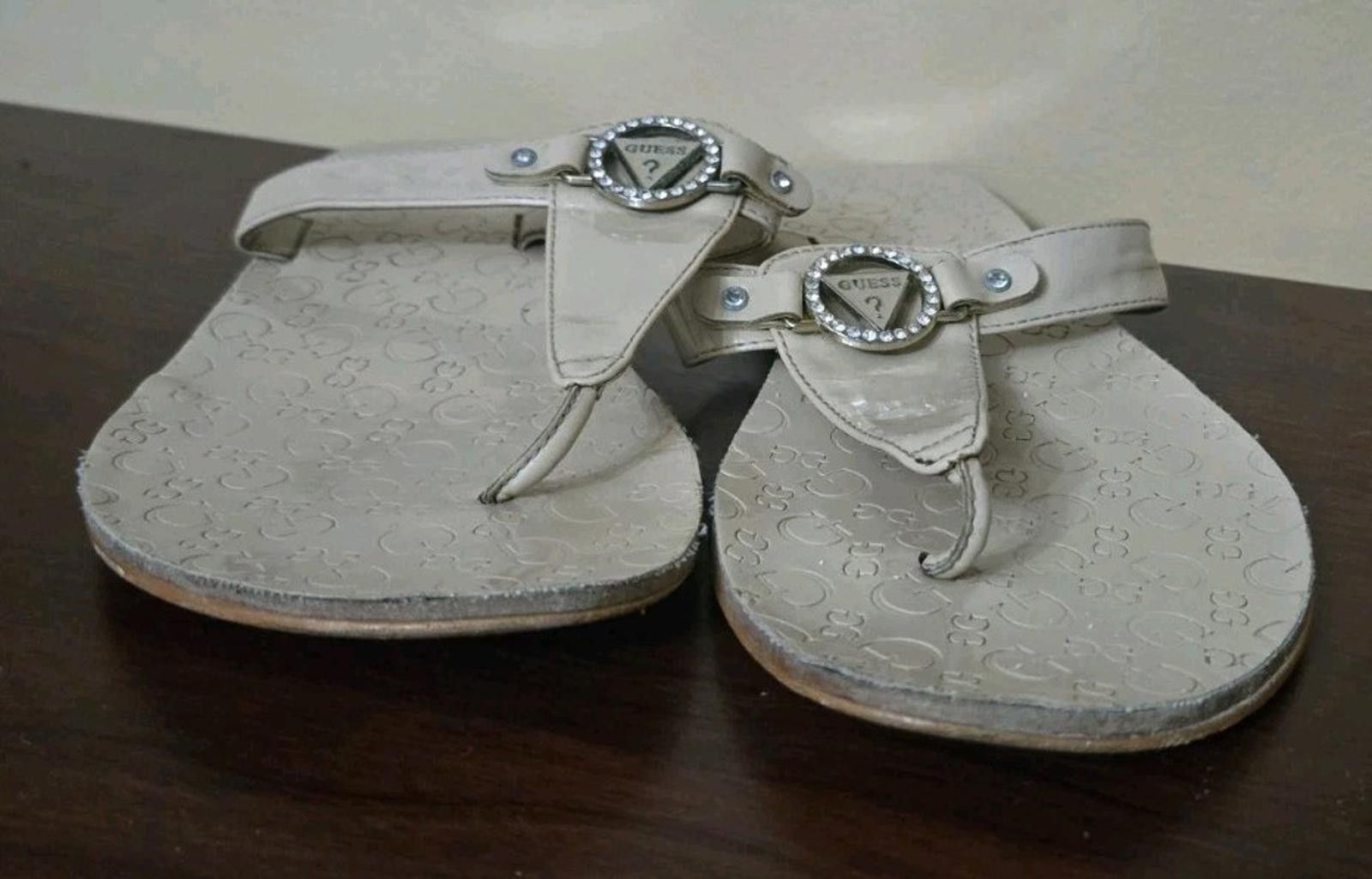 Other Guess T-Strap Thong Sandals Flip Flops Flats Beige Cream Tan Size US 7 / IT 37 - 3 Thumbnail