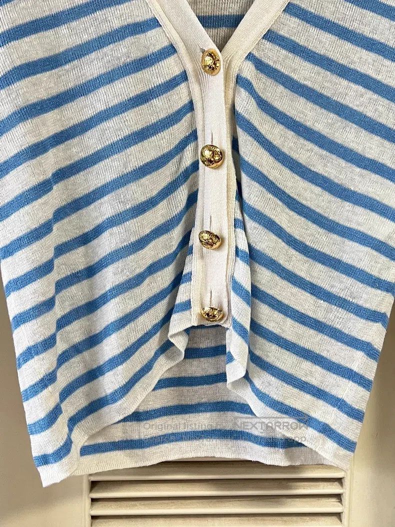 Dior Dior Blue and white striped knitted cardigan coat Size XS / US 0-2 / IT 36-38 - 5 Thumbnail