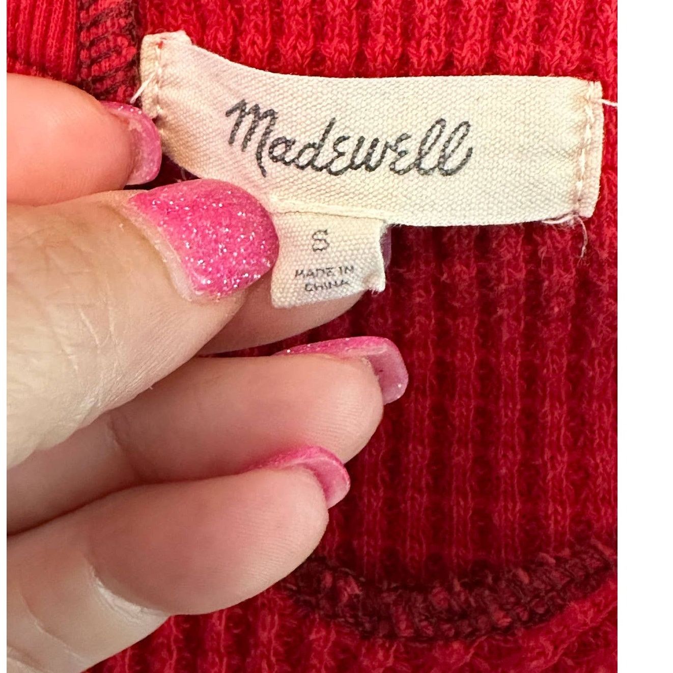 Madewell Madewell red waffled long sleeves sweatshirt size small Size S / US 4 / IT 40 - 3 Thumbnail