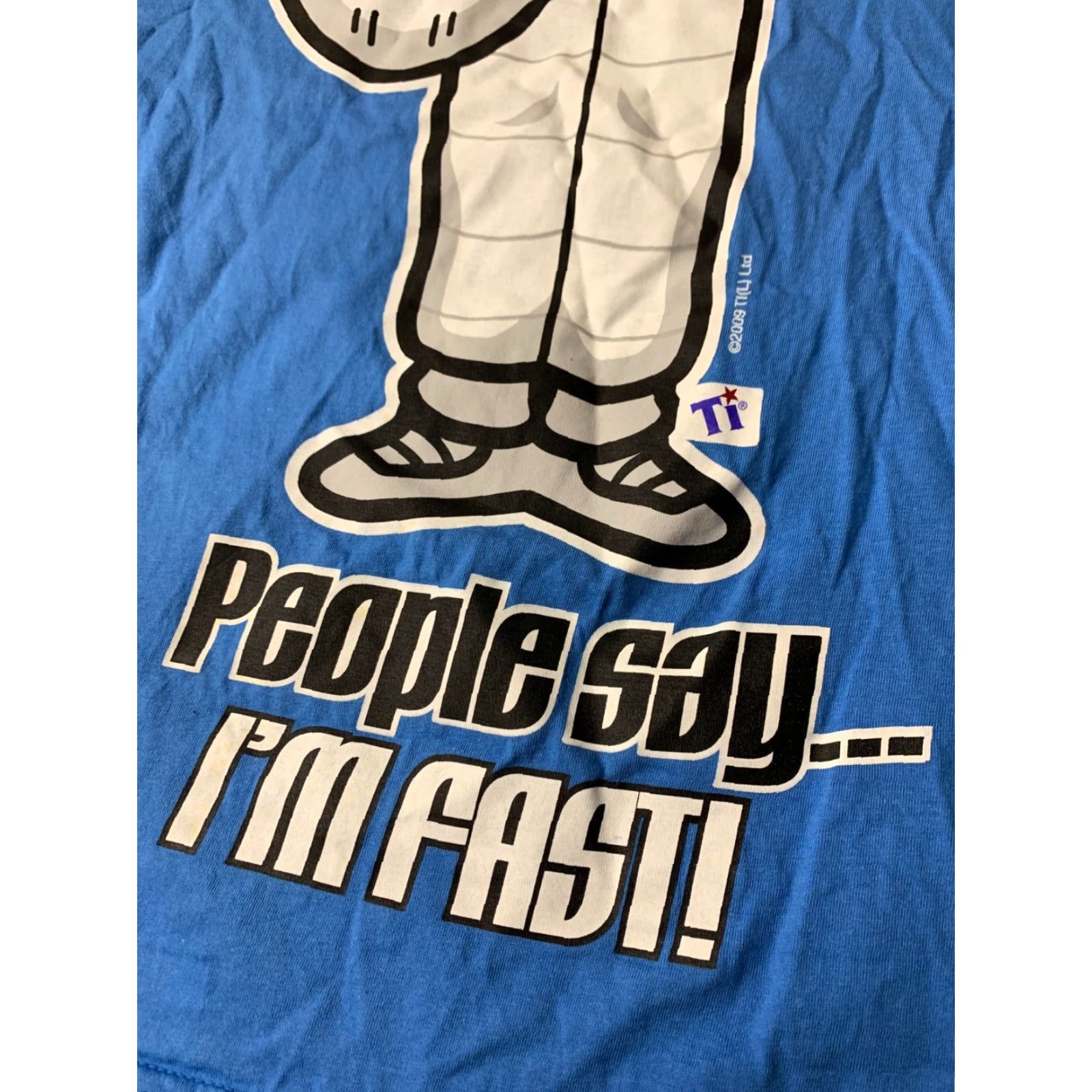 Vintage TOP GEAR STIG 2009 MEN SHIRT S BLUE SMALL ORIGINAL TINY IDOLS SHORT SLEEVE cotton tee jersey print: "People say... I'm fast!" Size US S / EU 44-46 / 1 - 4 Thumbnail