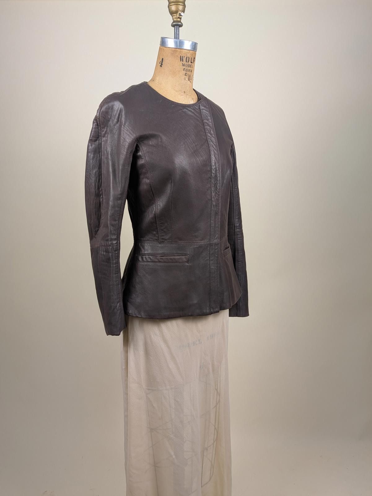 Theory Theory chocolate brown lamb leather moto jacket Size XS / US 0-2 / IT 36-38 - 5 Thumbnail