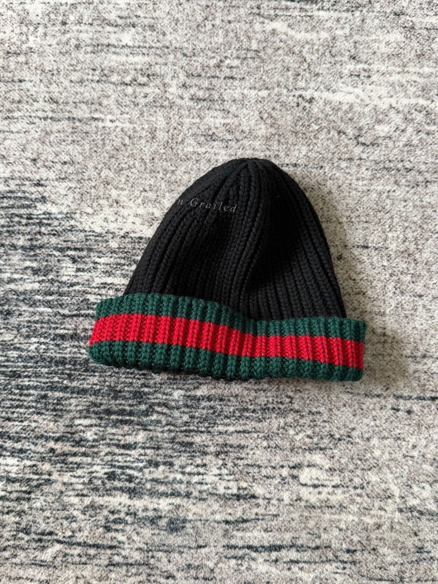 Gucci Gucci Web Sherry 17ss Red Green Knit Beanie Size ONE SIZE - 1 Thumbnail