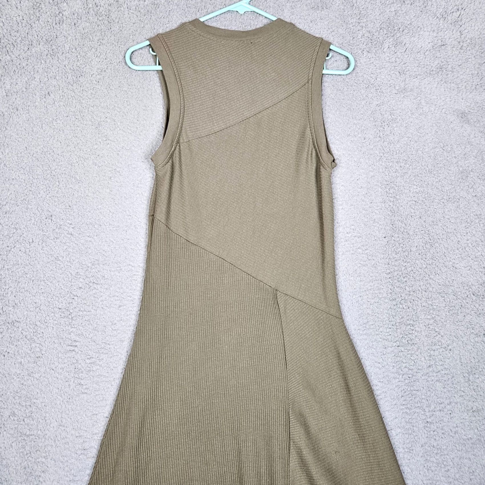 Allsaints ALLSAINTS Gia Rib Midi Green Asymmetric Hem Sleeveless Dress Women's 8 Size M / US 6-8 / IT 42-44 - 5 Thumbnail