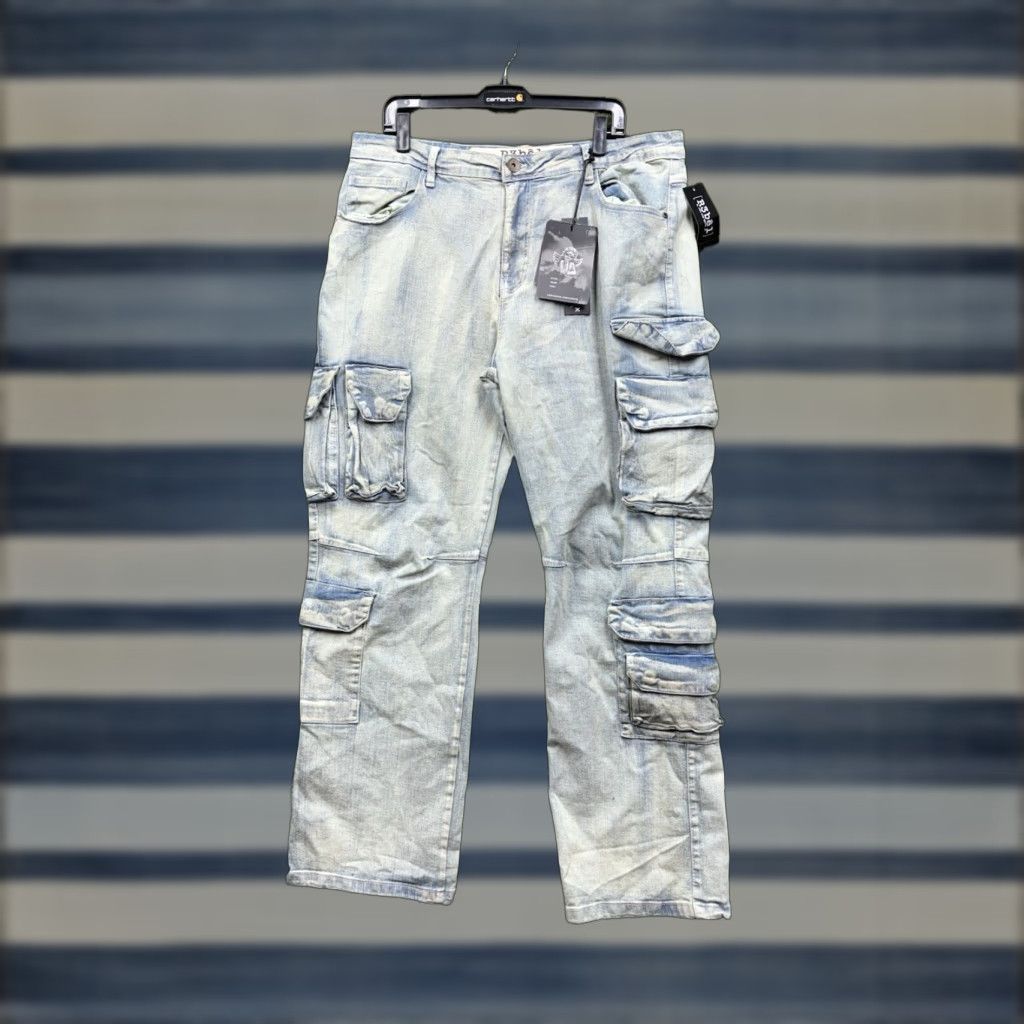 Vintage Rebel Vengeance Cargo Jeans Mens 38 Alternative Rapper Baggy Loose Fit NWT Size US 38 / EU 54 - 1 Thumbnail