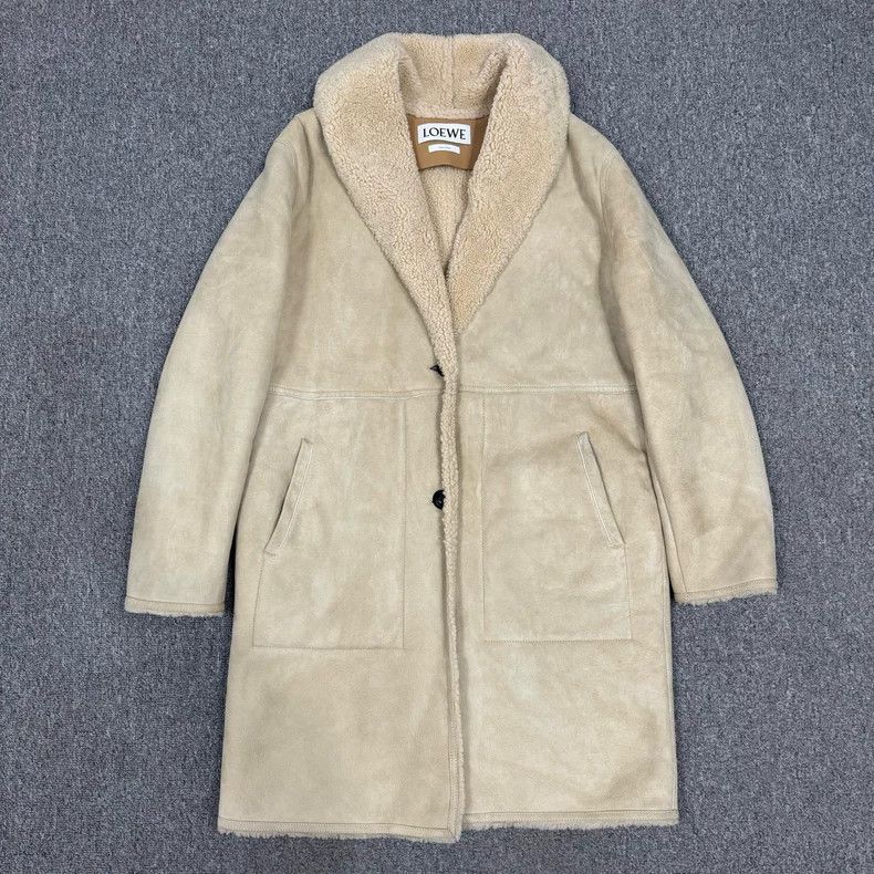 Loewe LOEWE White fur and leather cardigan coat Size XS / US 0-2 / IT 36-38 - 1 Thumbnail