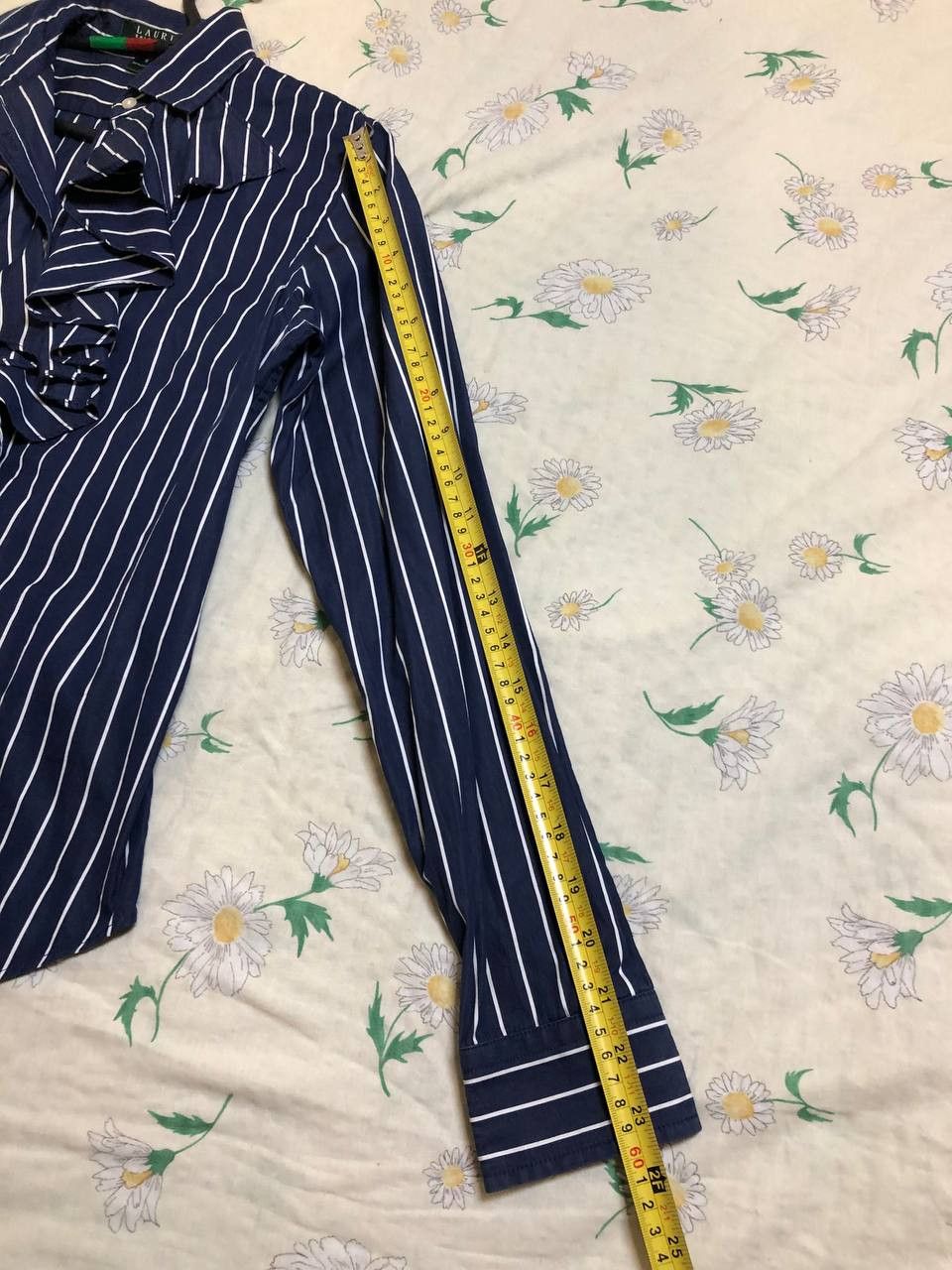 Polo Ralph Lauren Ralph Lauren Navy Striped Button Down Ruffle Shirt Size S / US 4 / IT 40 - 8 Thumbnail