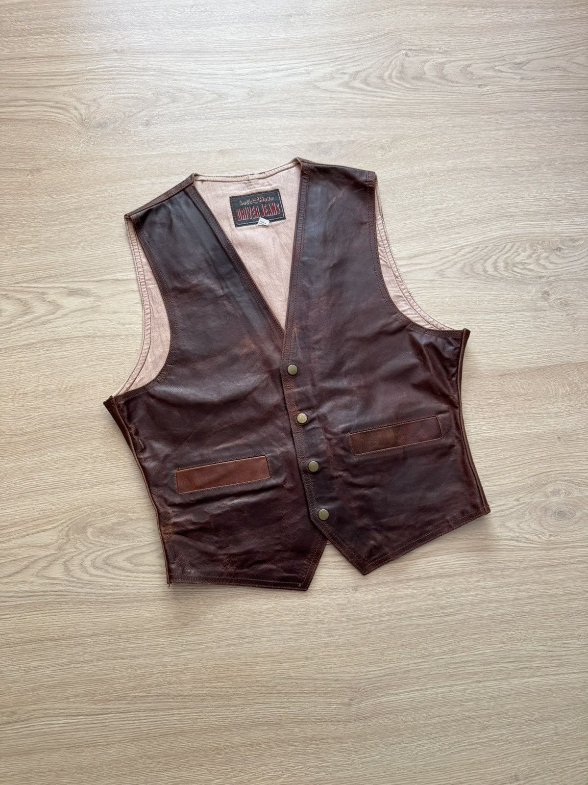 Genuine Leather Vintage 90’s Let’s Move Driver Jeans Leather Western Vest Size US M / EU 48-50 / 2 - 1 Thumbnail