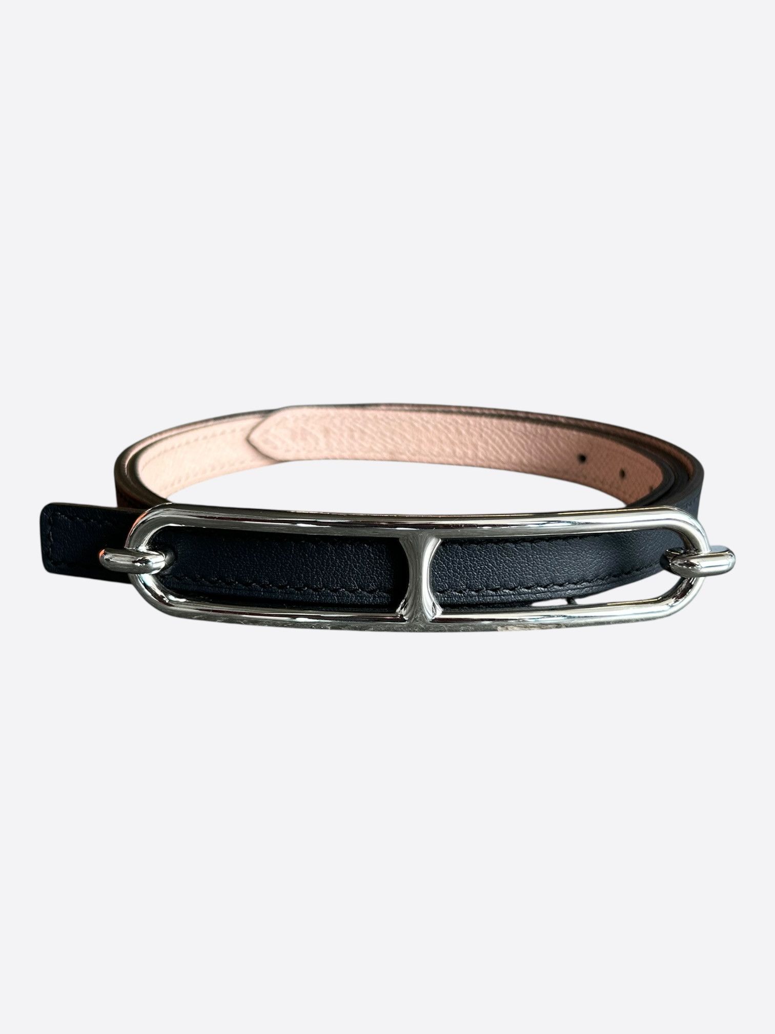Hermes Hermes Black & Pink Palladium Roulis Reversible Belt Size 30 - 1 Thumbnail