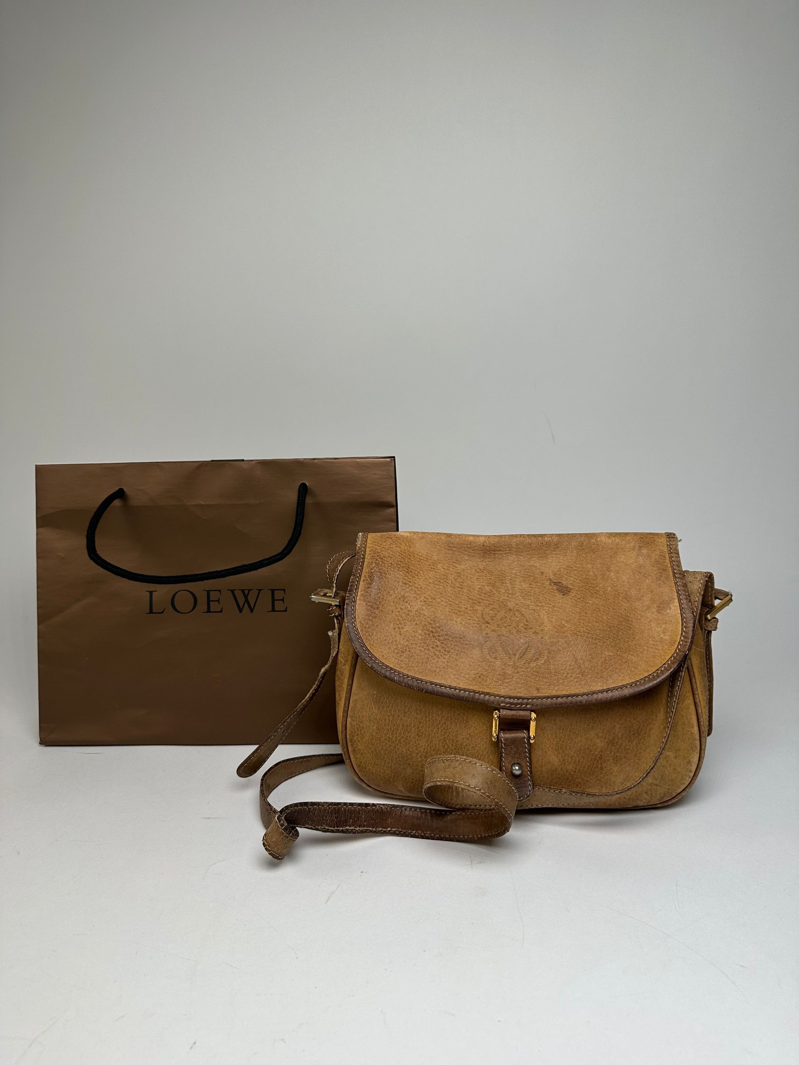 Loewe Vintage Anagram Leather Crossbody Shoulder Bag Brown Size ONE SIZE - 1 Thumbnail