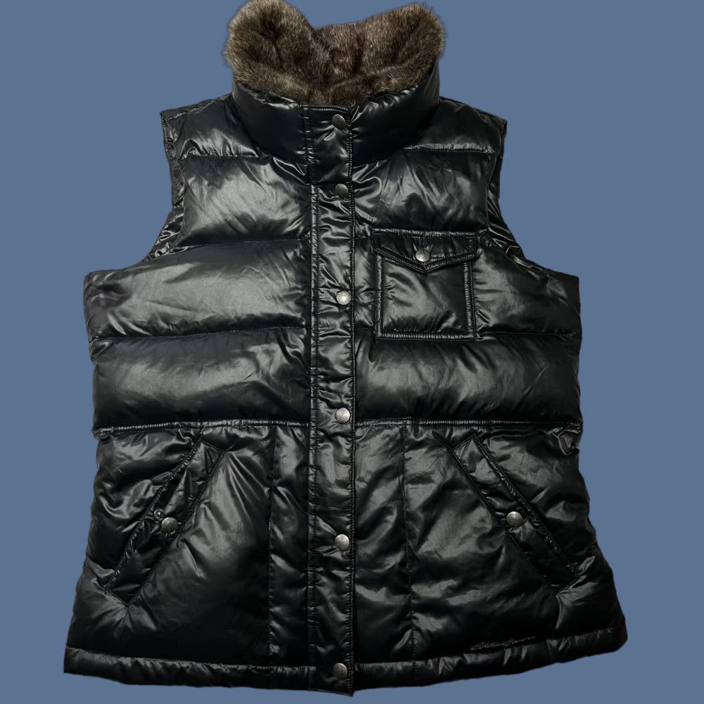 Eddie Bauer Eddie Bauer Women’s Vest Puffer Vest Black Down Faux Fur Collar M EXCELLENT Regular Sleeveless Zip Snap Size M / US 6-8 / IT 42-44 - 1 Thumbnail