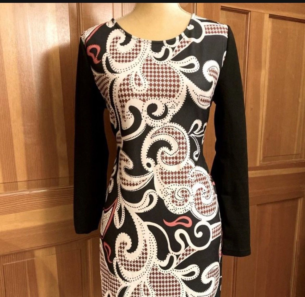 Designer × Other Nwt, Lavishly Paris Women’s Damask Print Fitted Dress Size S / US 4 / IT 40 - 6 Thumbnail