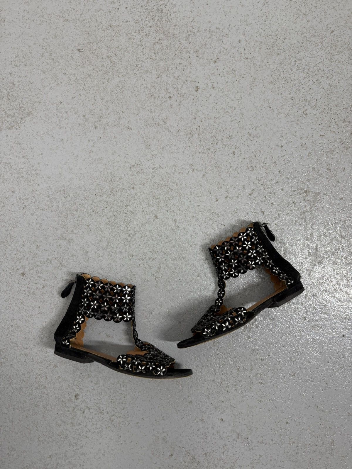 Alaia Alaïla Black Suede Gladiator Sandals Size US 7 / IT 37 - 1 Thumbnail