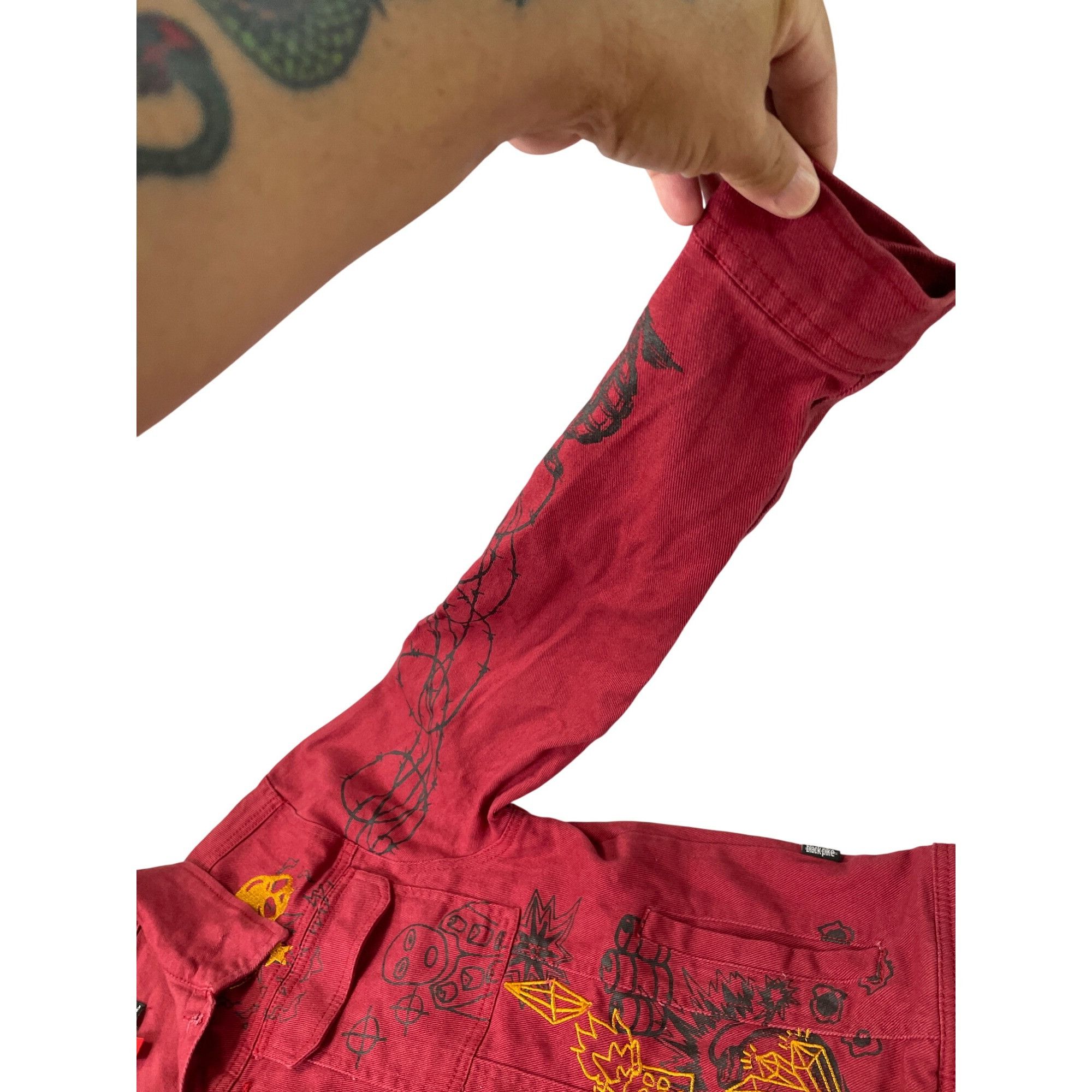 Other Black Pike Womens Red Denim embroided graphic jacket size M Size M / US 6-8 / IT 42-44 - 8 Thumbnail