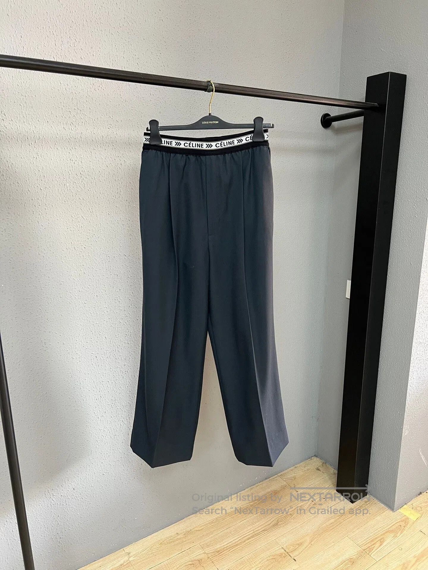 Celine celine wool wide-leg pants with logo waistband. Size 37" - 1 Thumbnail