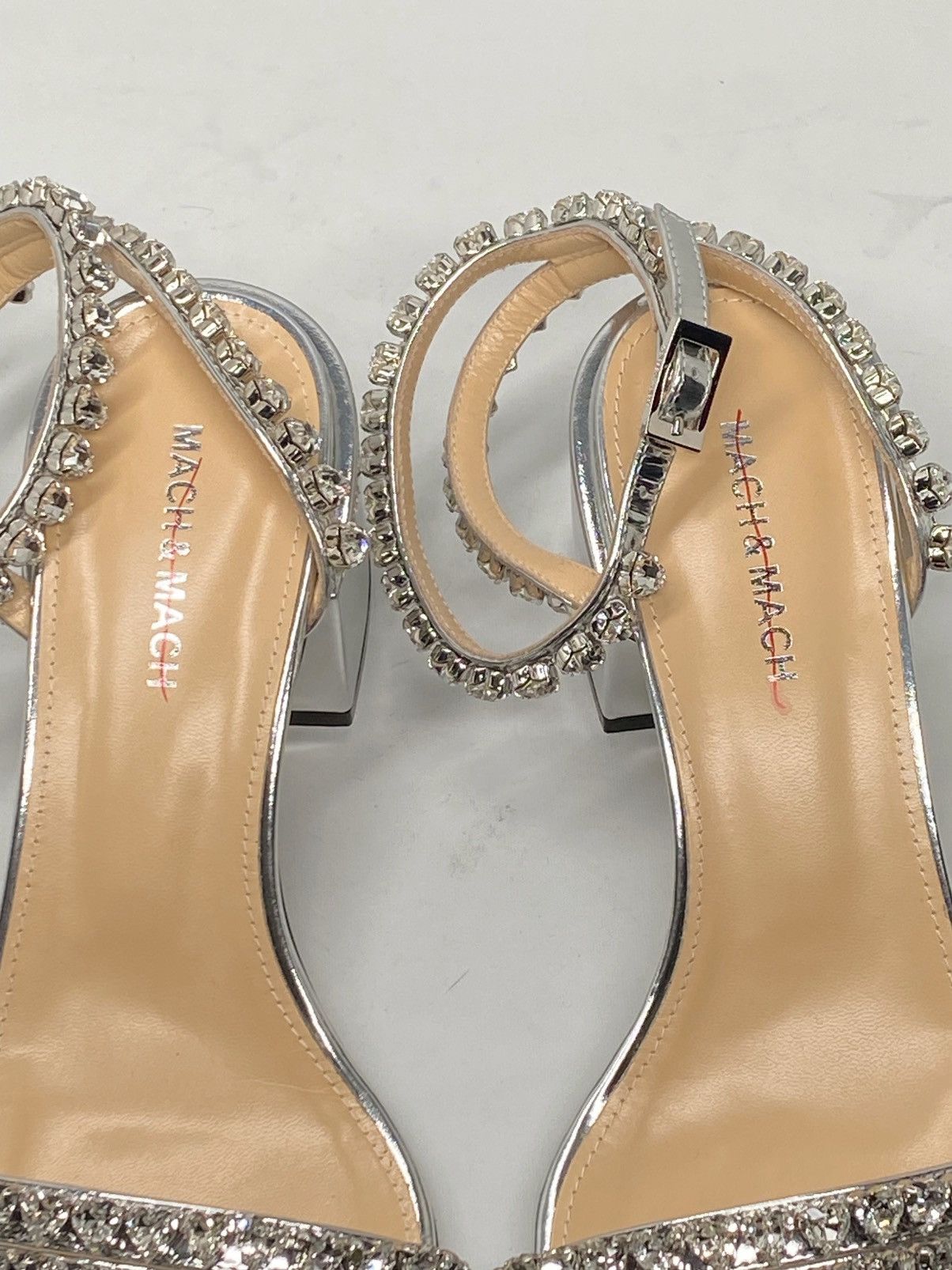 MACH & MACH Mach & Mach Audrey Embellished Leather Ankle Sandals size 38 Size US 8 / IT 38 - 9 Thumbnail