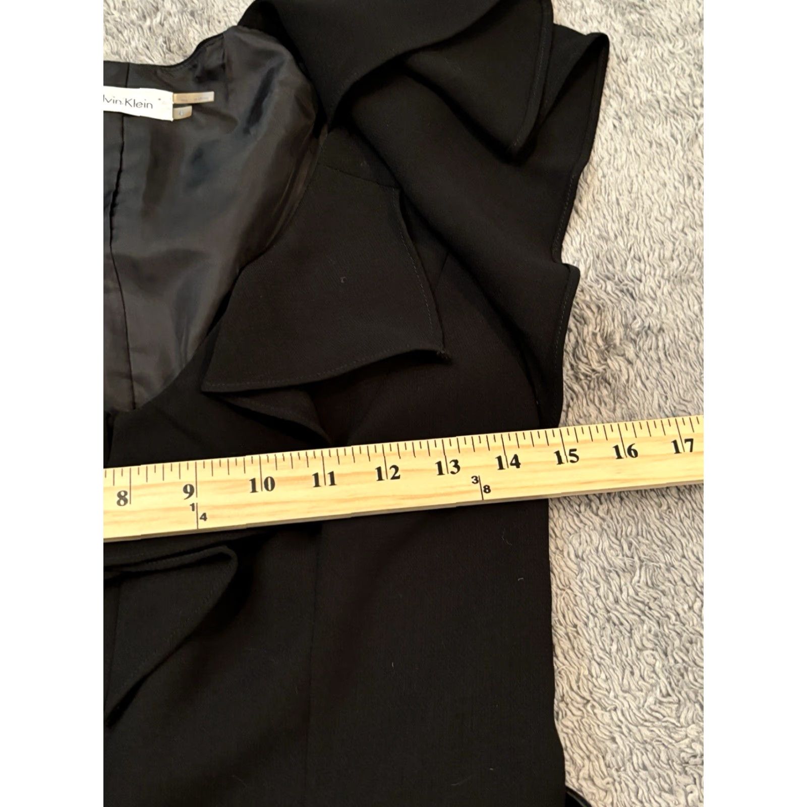 Calvin Klein Calvin Klein Dress Size 4 Ruffled V-Neck Sleeveless Belted Black Casual Shirt Women Midi Dress Belted Ruffle 4 Black CK Women Dresses Size S / US 4 / IT 40 - 5 Thumbnail