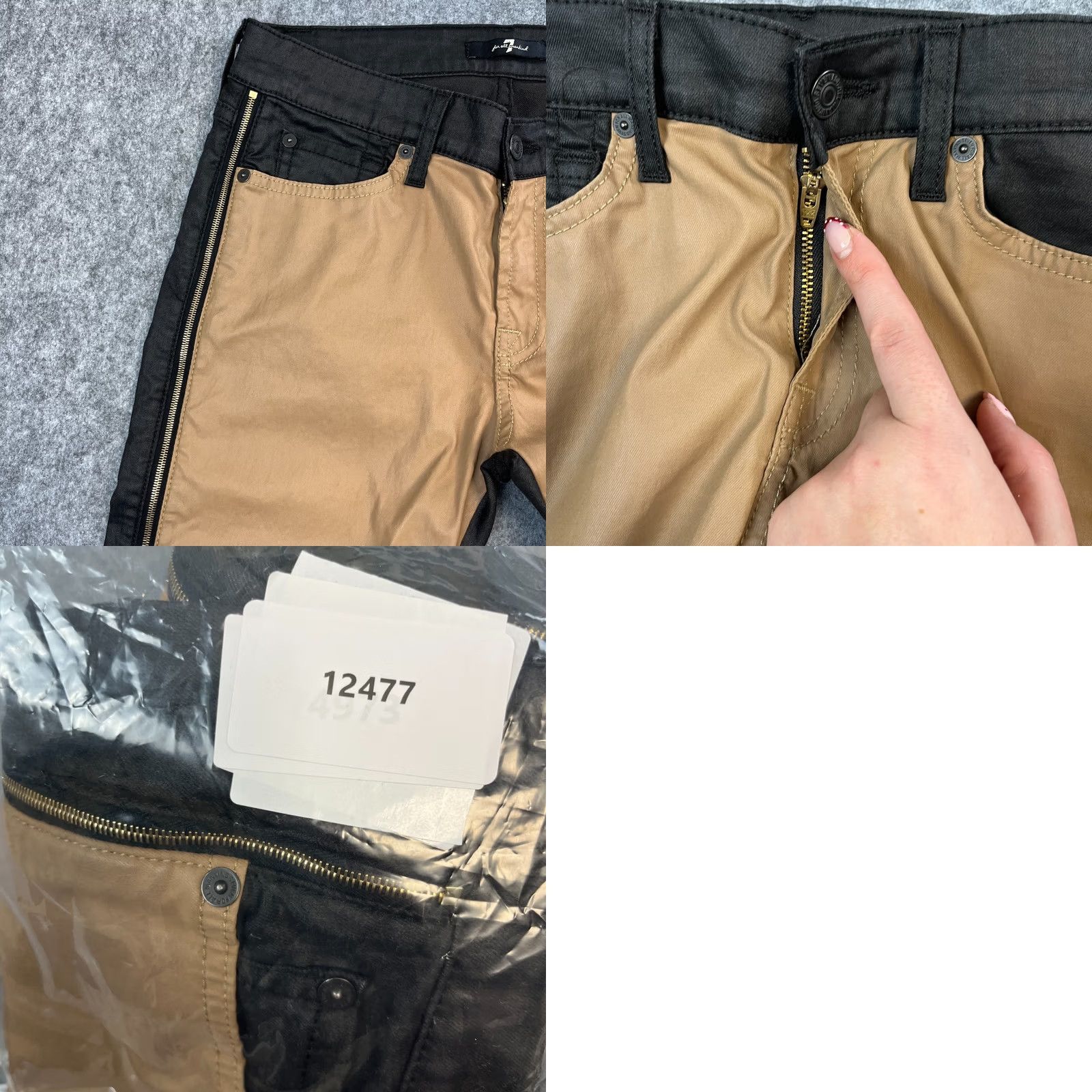 7 For All Mankind 7 For All Mankind Womens Skinny Jeans 28 UK10 Two Tone Beige Black Zip Leg Jeans Womens Skinny Size 32" / US 10 / IT 46 - 9 Thumbnail