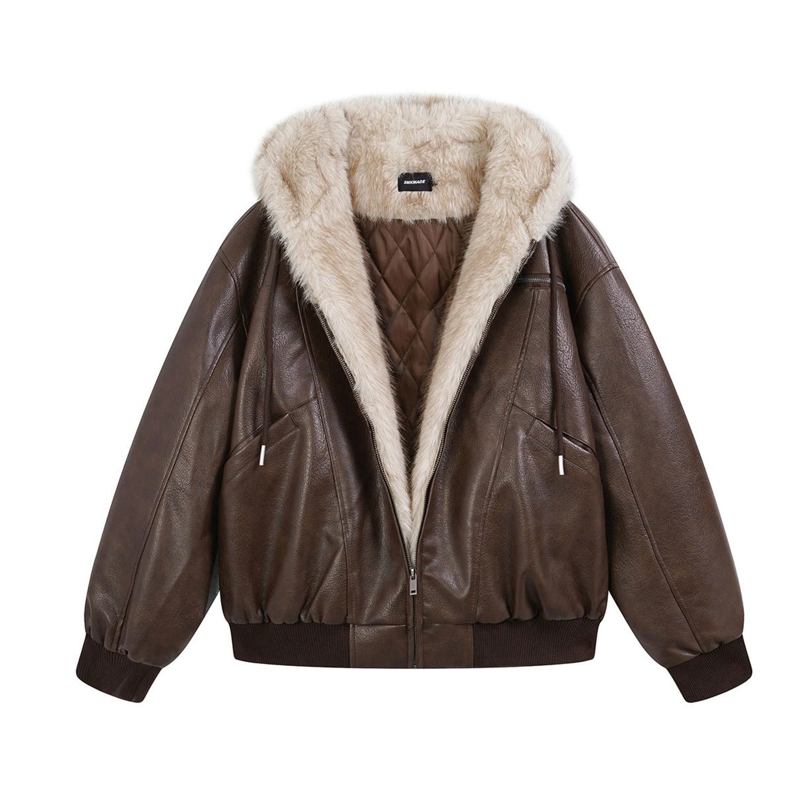 Japanese Brand Faux Fur Lined Leather Bomber Jacket Size US M / EU 48-50 / 2 - 1 Thumbnail
