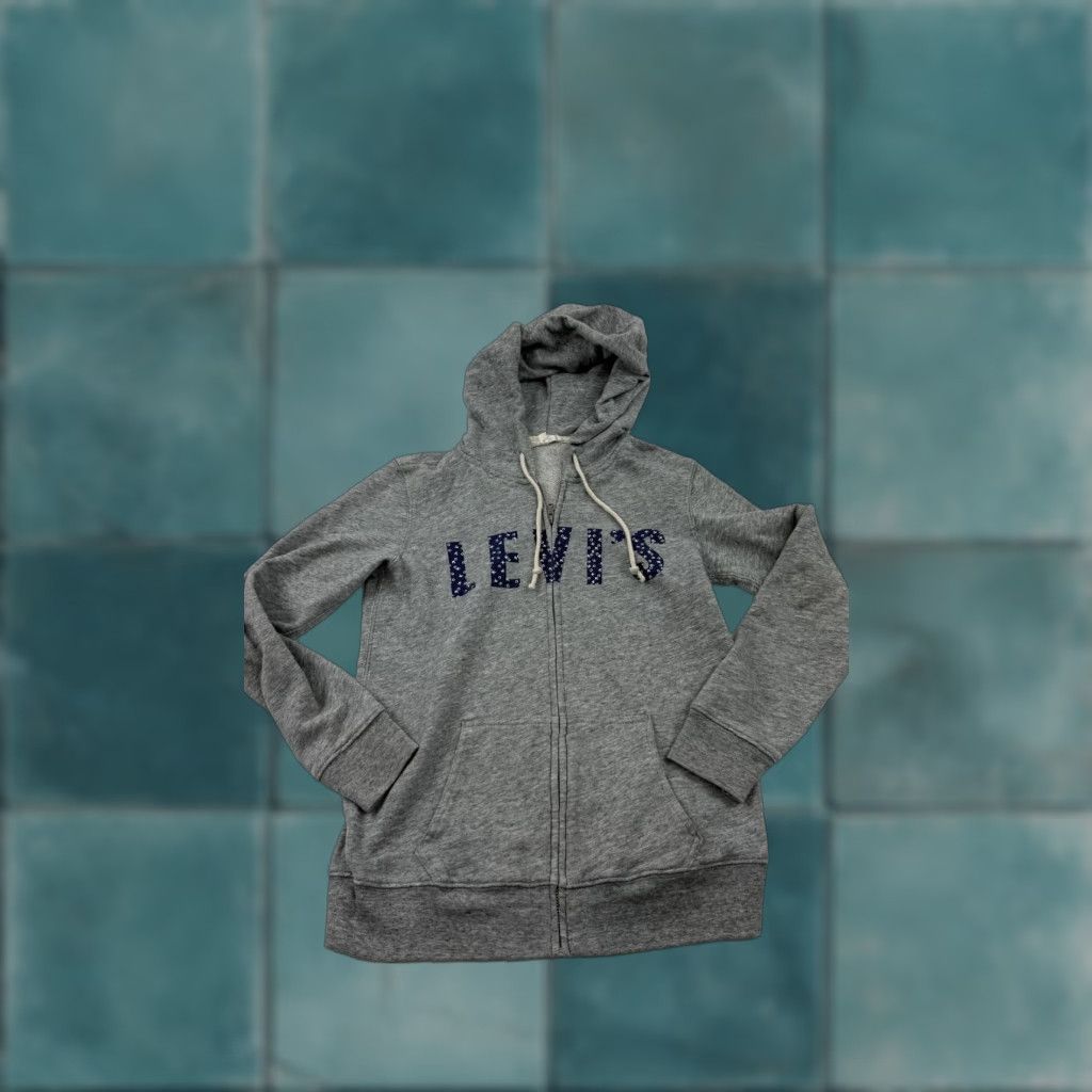Levi's VINTAGE Levi's Hoodie Womens XS Gray Heather Full Zip Spell Out Logo Sweatshirt Jacket Size XS / US 0-2 / IT 36-38 - 1 Thumbnail