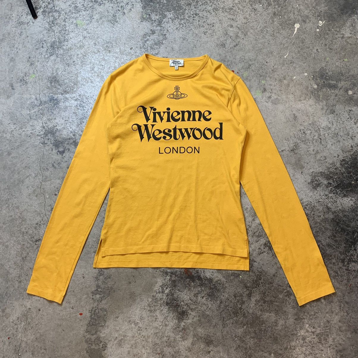 image of Seditionaries x Vivienne Westwood Man Big Logo Long Sleeve Tee in Yellow, Men's (Size Small)