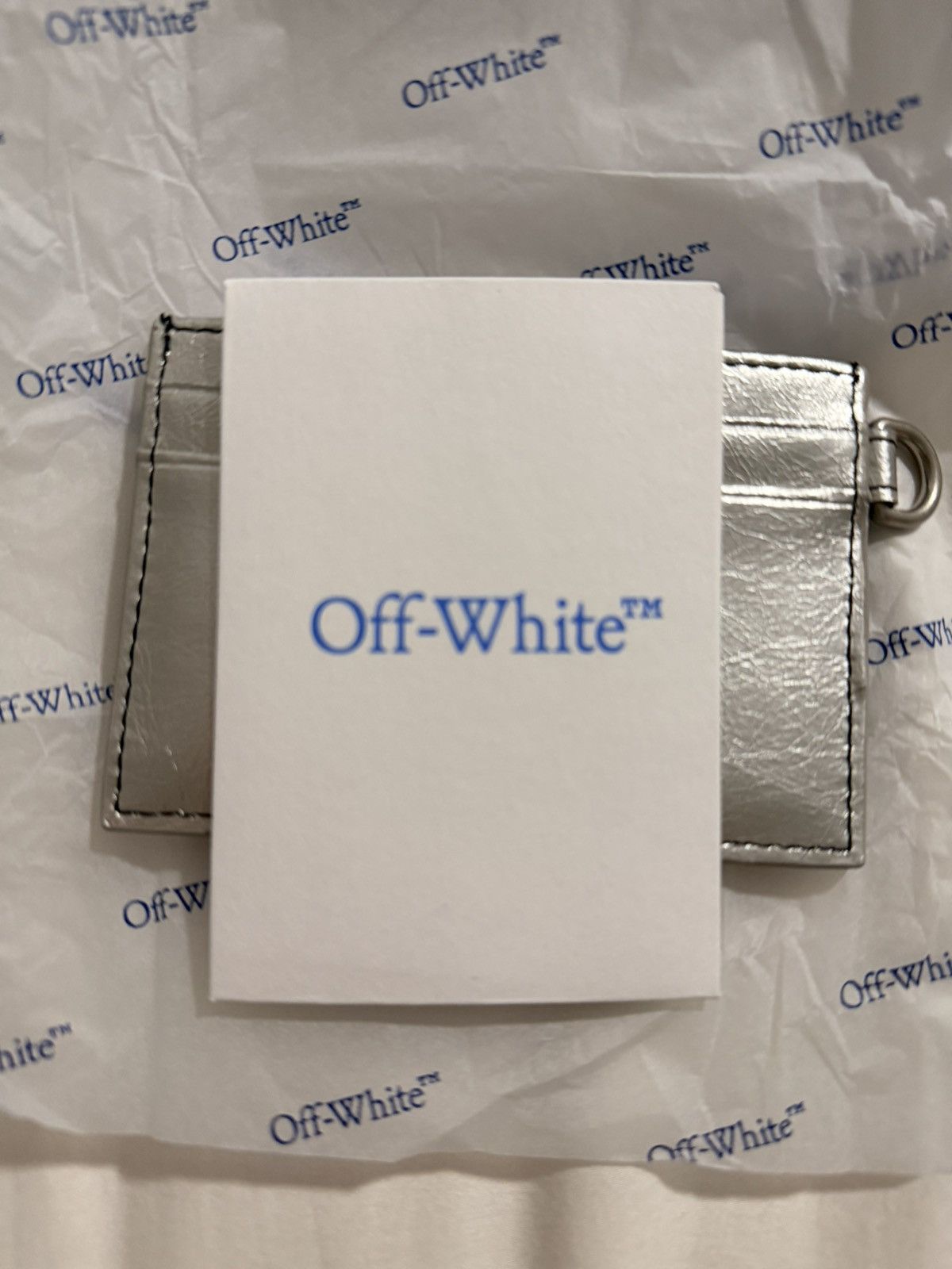 Off-White Off-White Leather Card Holder in a silver metallic finish Size ONE SIZE - 4 Thumbnail