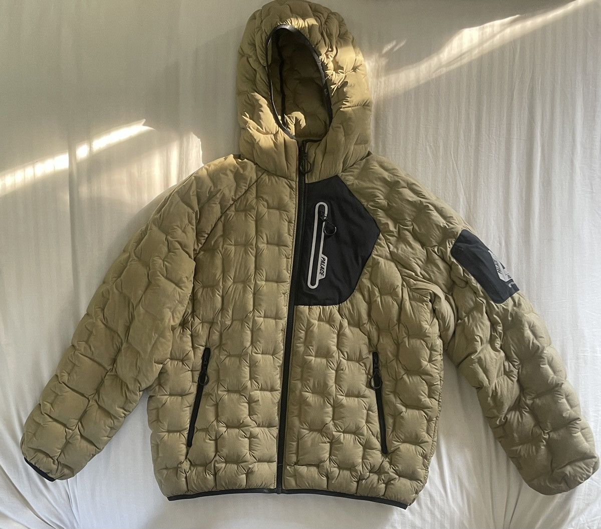 image of Palace Skateboards Pertex 3D Weave Lighten Up Down Jacket in Beige, Men's (Size XL)