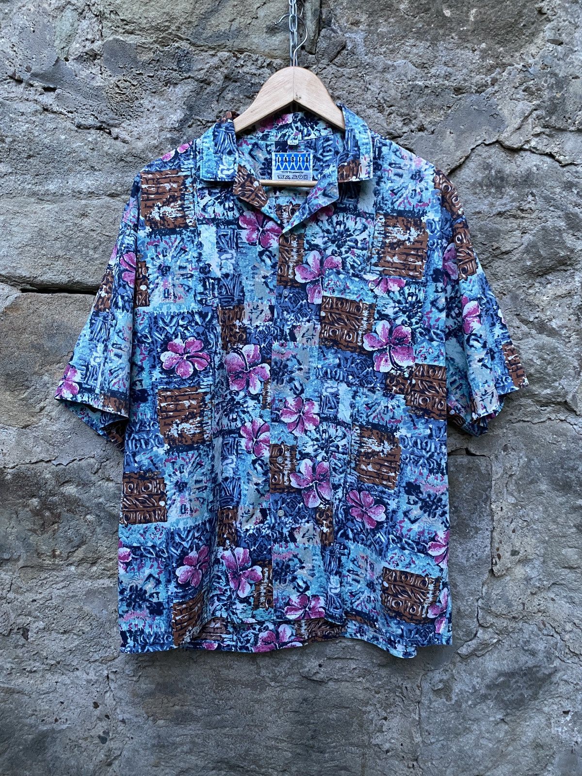Vintage Blue Vintage Hawaiian Short Sleeve Shirt Floral Leaves Size US L / EU 52-54 / 3 - 1 Thumbnail