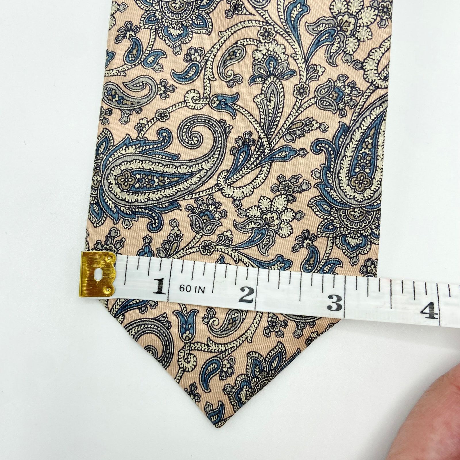 Oscar De La Renta Oscar de la Renta Silk Tie Pink Blue Paisley Jacquard Size ONE SIZE - 2 Thumbnail