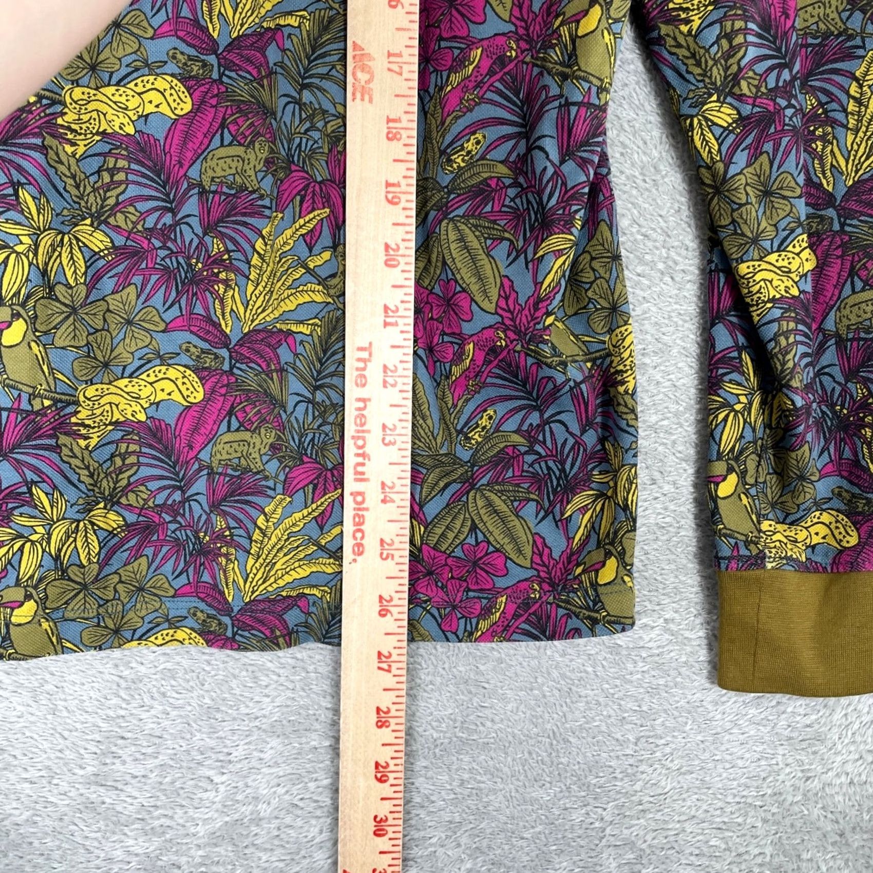 Bonobos Bonobos Polo Shirt Mens Small Blue Jungle Animal Print Long Sleeve Stretch Size US S / EU 44-46 / 1 - 7 Thumbnail