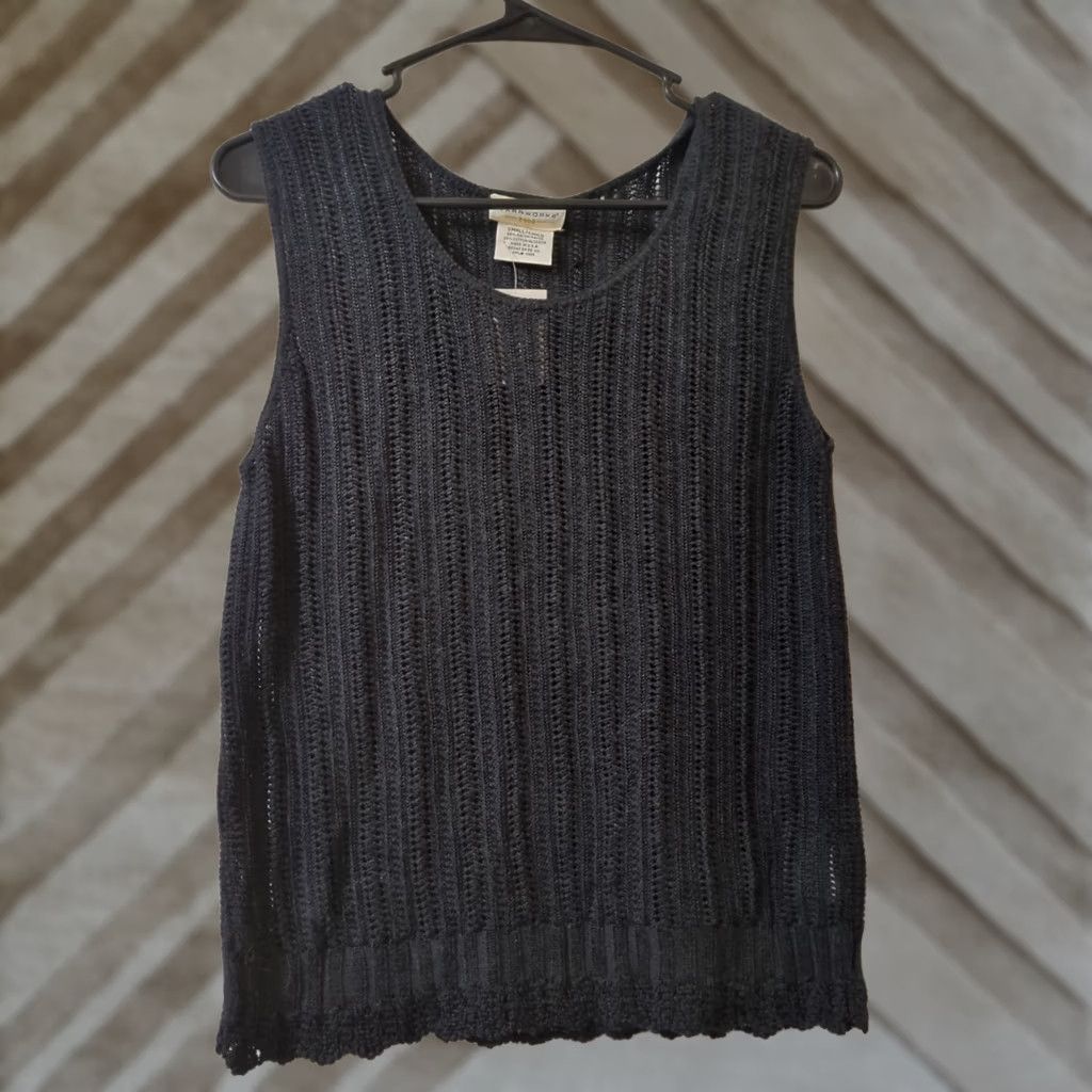 Vintage YarnWorks Sweater Vest Women's Sleeveless Black Size S Beaded USA Made NWT Vest Collection USA Theme Size S / US 4 / IT 40 - 1 Thumbnail