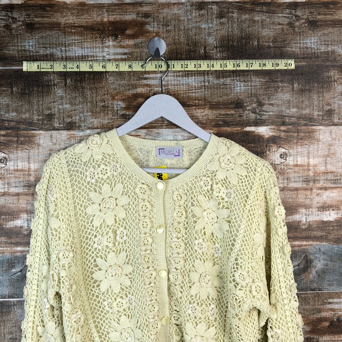 Japanese Brand Micaella Patterned crochet meshnet Cardigan Knitwear #A1343 Size M / US 6-8 / IT 42-44 - 5 Thumbnail