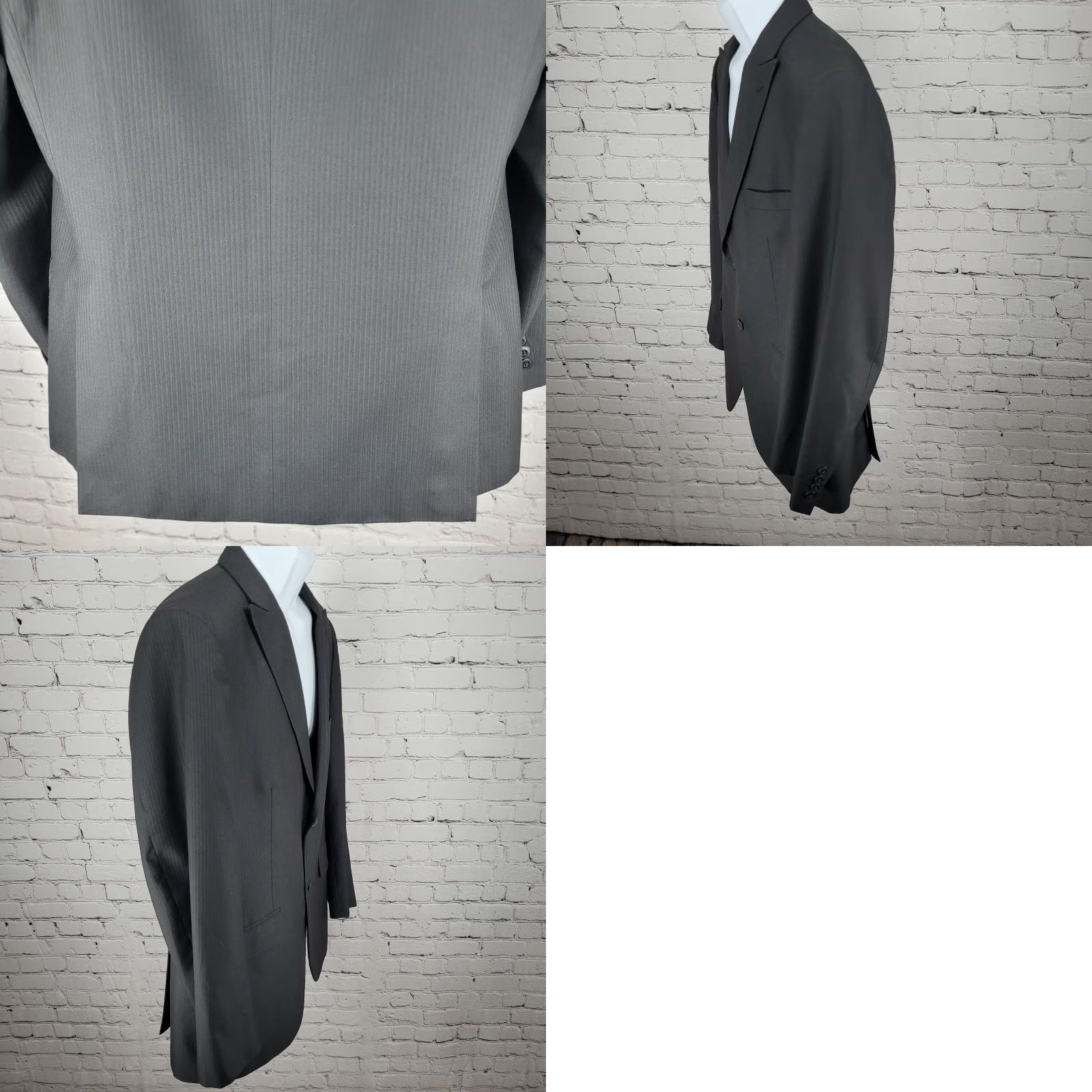 Vintage J. Ferrar Black Striped Modern Fit 2 Button Peak Double Vented Blazer Size 42R Size 42R - 9 Thumbnail