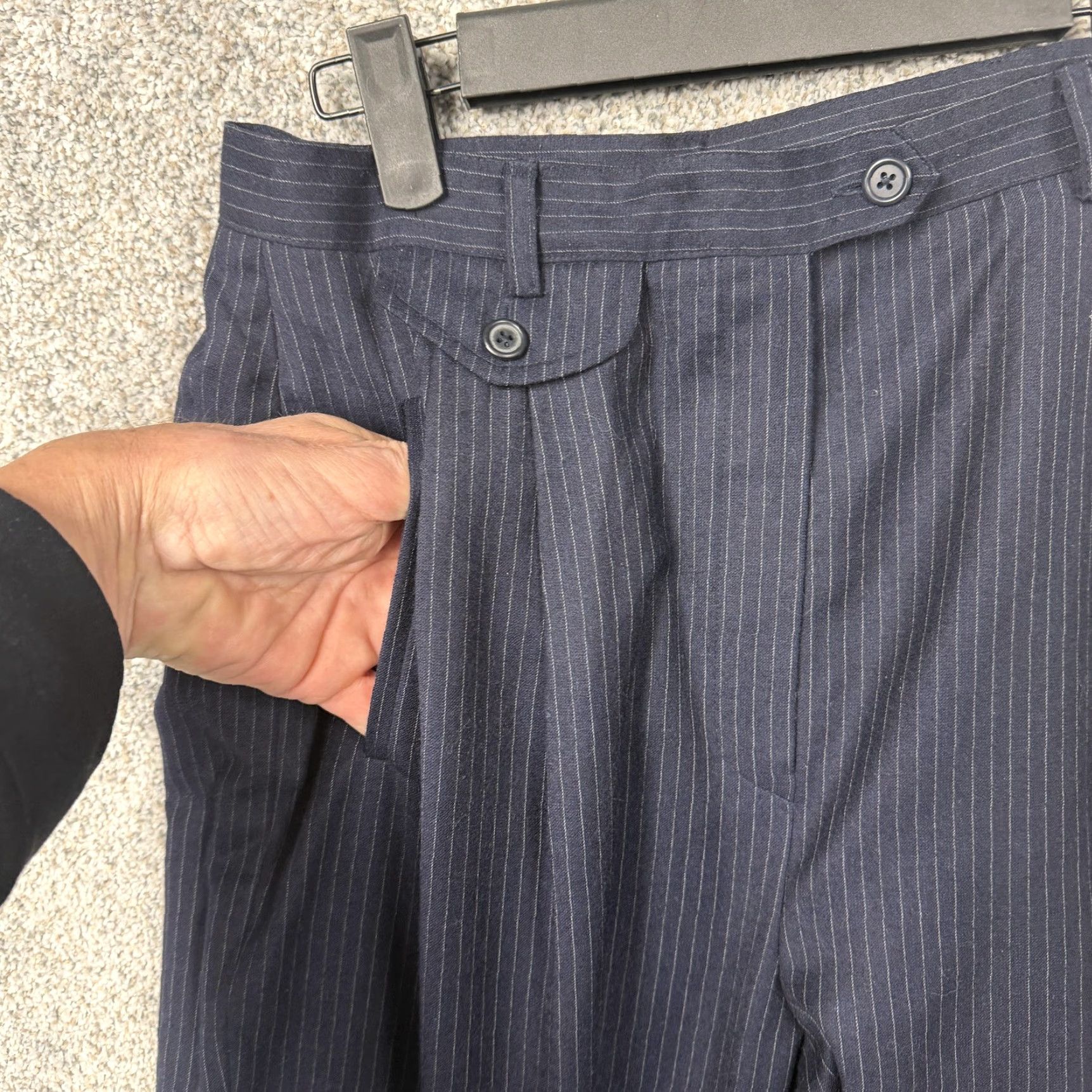 Ralph Lauren Y2K Lauren Ralph Lauren Pants Pinstripe Wool Lined Petite 12P Blue Dress Pants Office Size 34" / US 12 / IT 48 - 6 Thumbnail