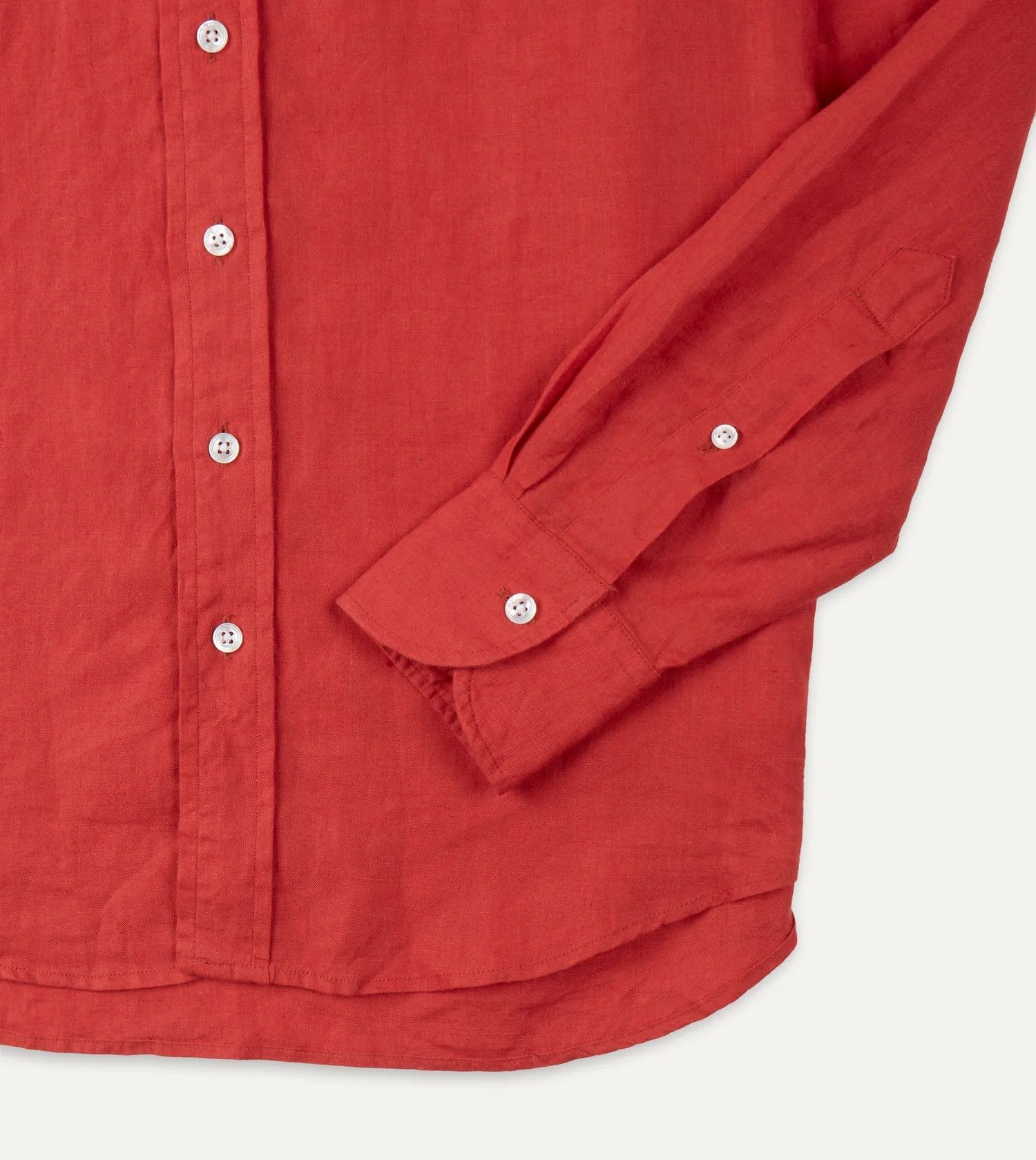 Drake's Drake's Red Linen Spread Collar Shirt Size US S / EU 44-46 / 1 - 4 Thumbnail