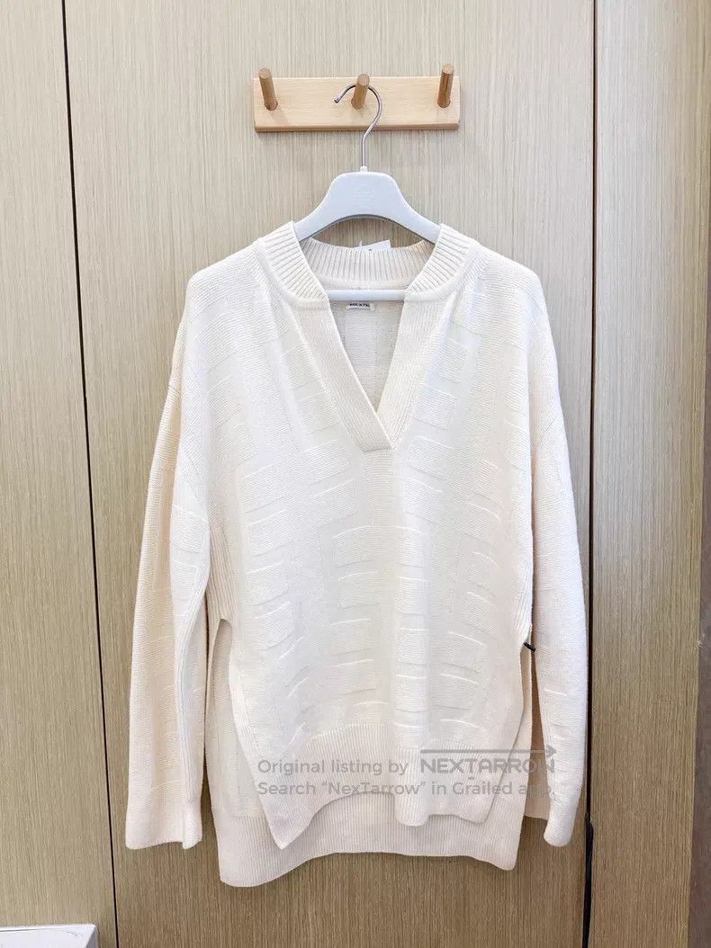 Hermes Hermes Ivory printed wool knit sweater cardigan, versatile Size XXS / US 00 / IT 34 - 3 Thumbnail