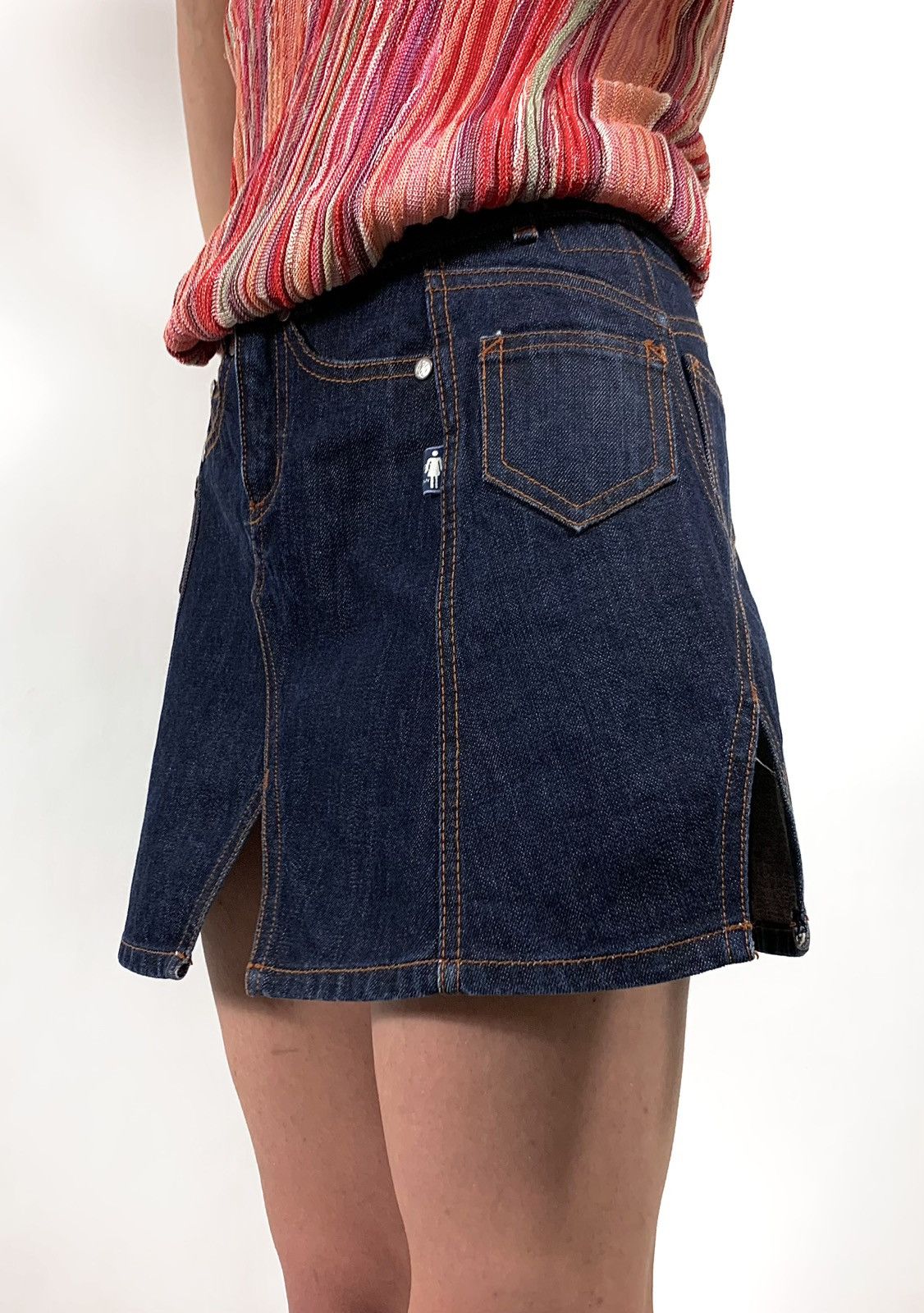 Jean Paul Gaultier 90s Archive Jean Paul Gaultier Trempe L’oeil Denim Skirt Size 27" / US 4 / IT 40 - 2 Thumbnail