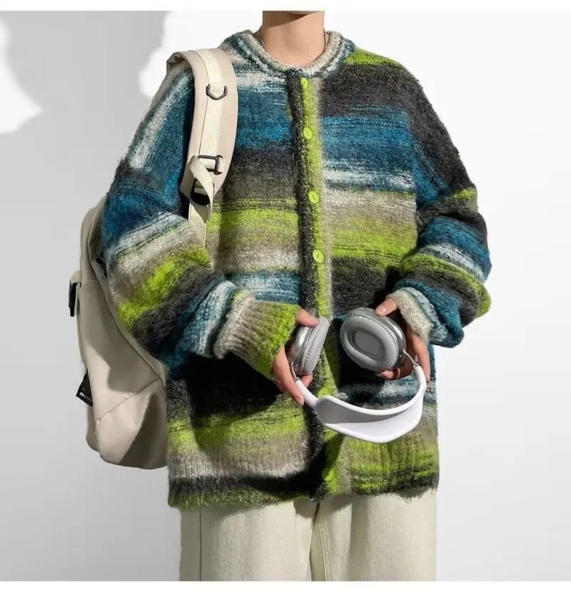 Japanese Brand Striped Sweater Casual Elastic Cardigan Size US L / EU 52-54 / 3 - 1 Thumbnail