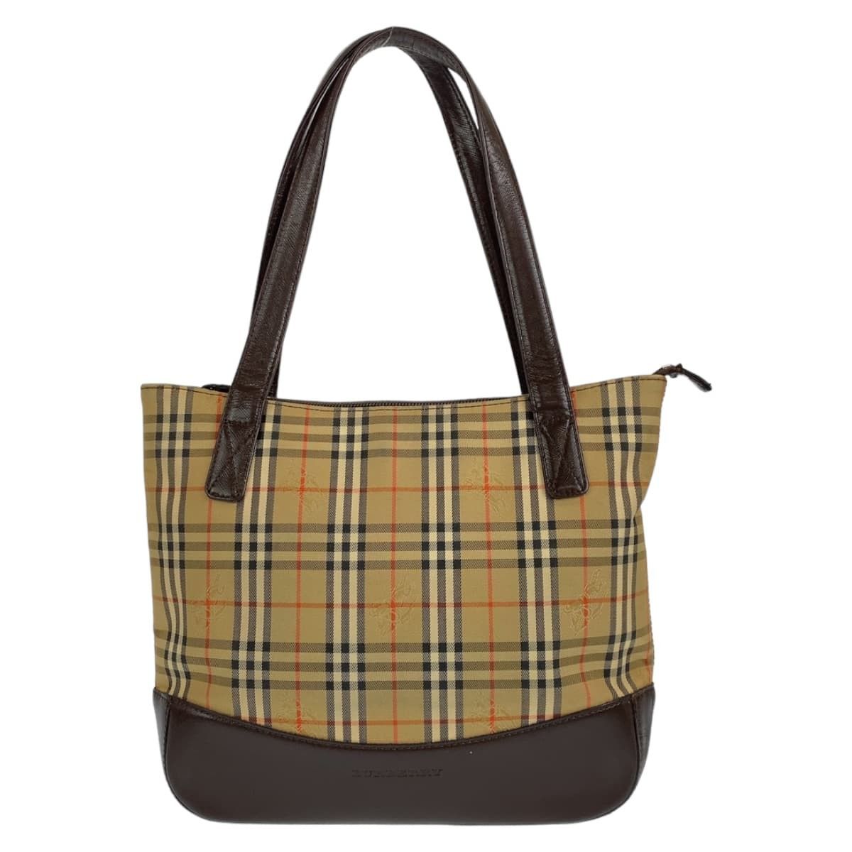 Burberry Burberry Burberry Nova Check Canvas/Leather Tote Bag Canvas Tote Bag in Very Good Condition Size ONE SIZE - 1 Thumbnail