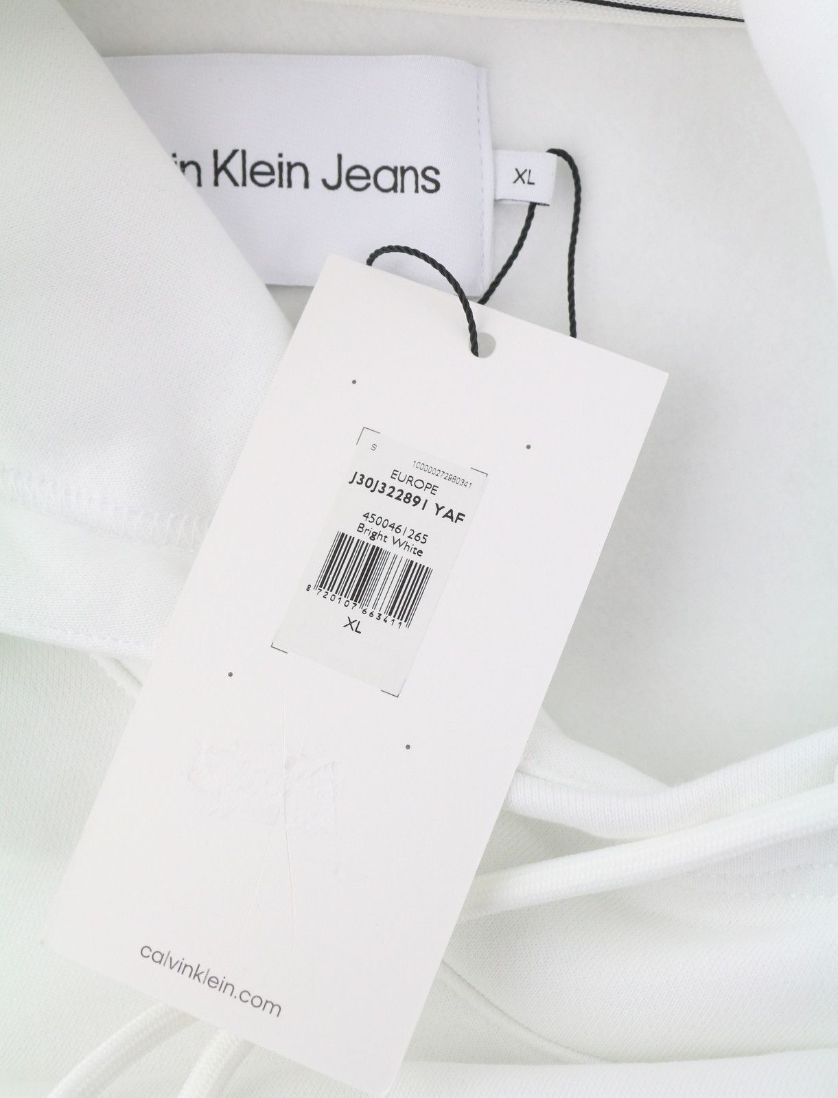 Calvin Klein XL Bright White Hooded Logo Pullover Hoodie 87447 Size US XL / EU 56 / 4 - 6 Thumbnail