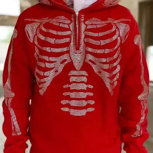 Hypebeast × Other Hoodie Long Sleeve Rhinestone Skeleton zip up hoodie Size US L / EU 52-54 / 3 - 2 Thumbnail