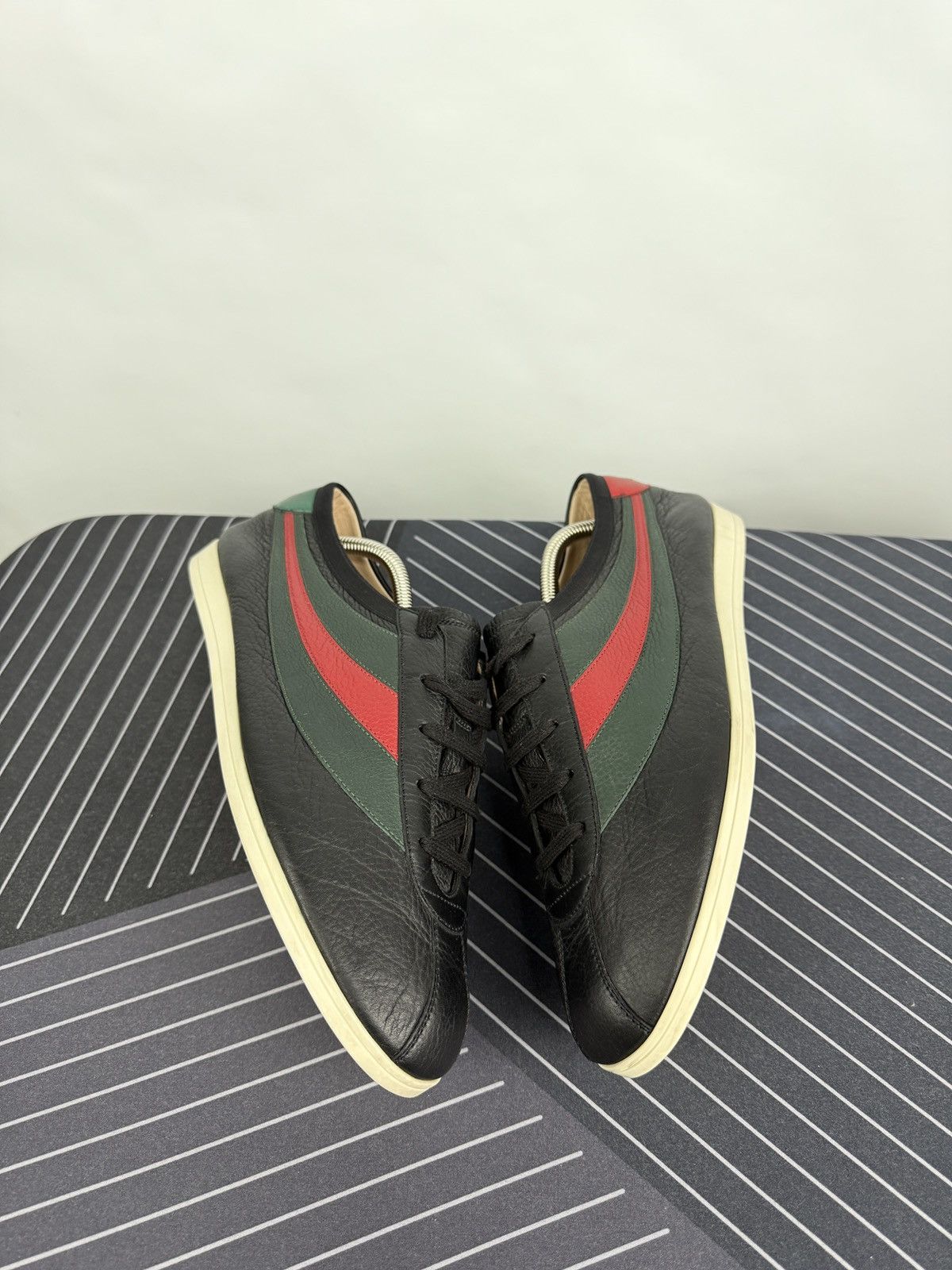 Gucci 🇮🇹 Gucci Leather Falacer Web Sneakers Made in Italy Rare Size US 8 / EU 41 - 5 Thumbnail