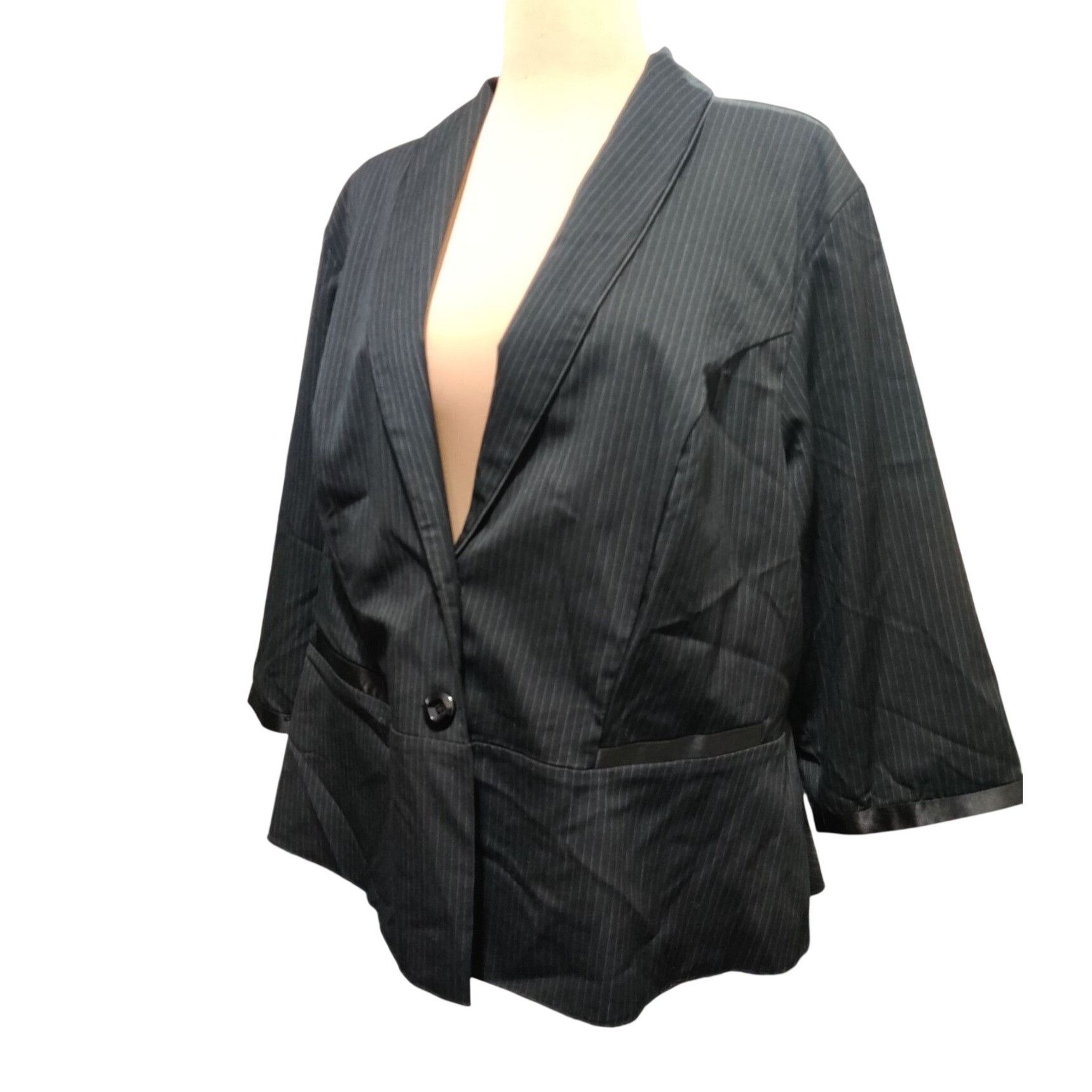 Vintage Vintage Z Cavaricci Size 3X Y2K Black Pinstripe Tuxedo Blaze Size 3XL / US 20-22 - 7 Thumbnail