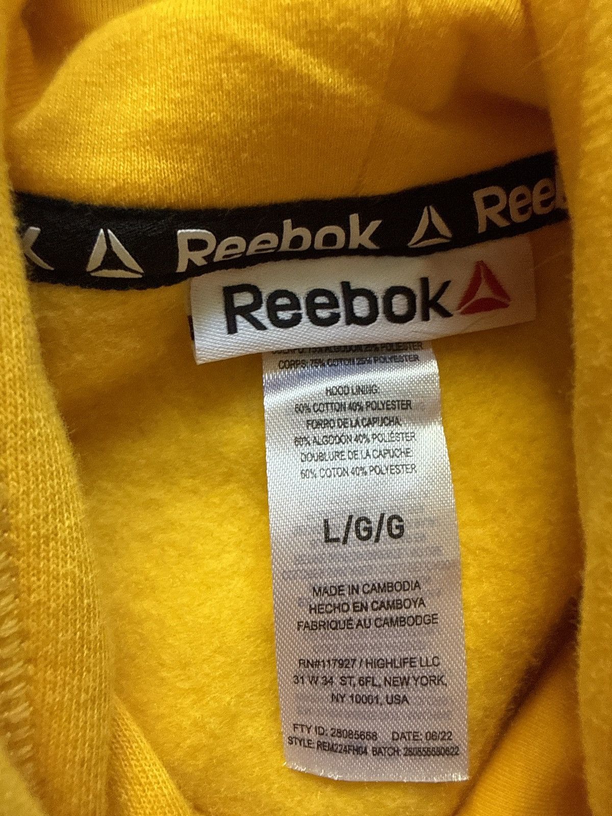 Reebok Yellow Reebok Hoodie Size US L / EU 52-54 / 3 - 4 Thumbnail