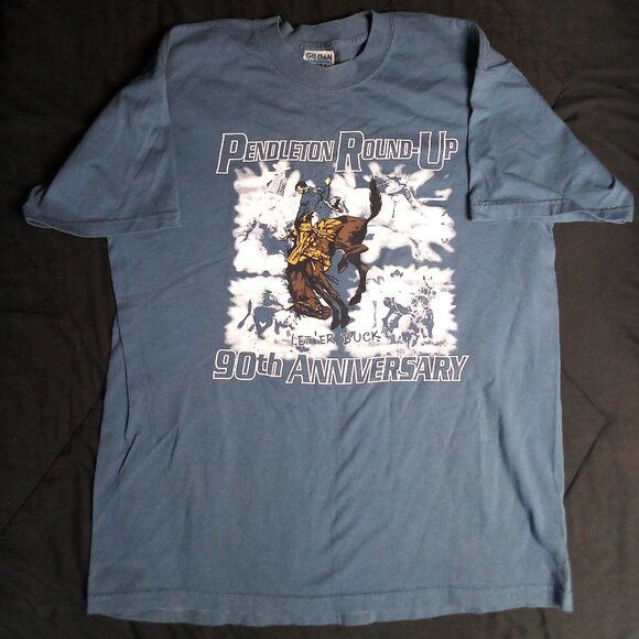 Gildan Vintage Pendleton Round-Up Let 'Er Buck T-Shirt Size US L / EU 52-54 / 3 - 2 Thumbnail