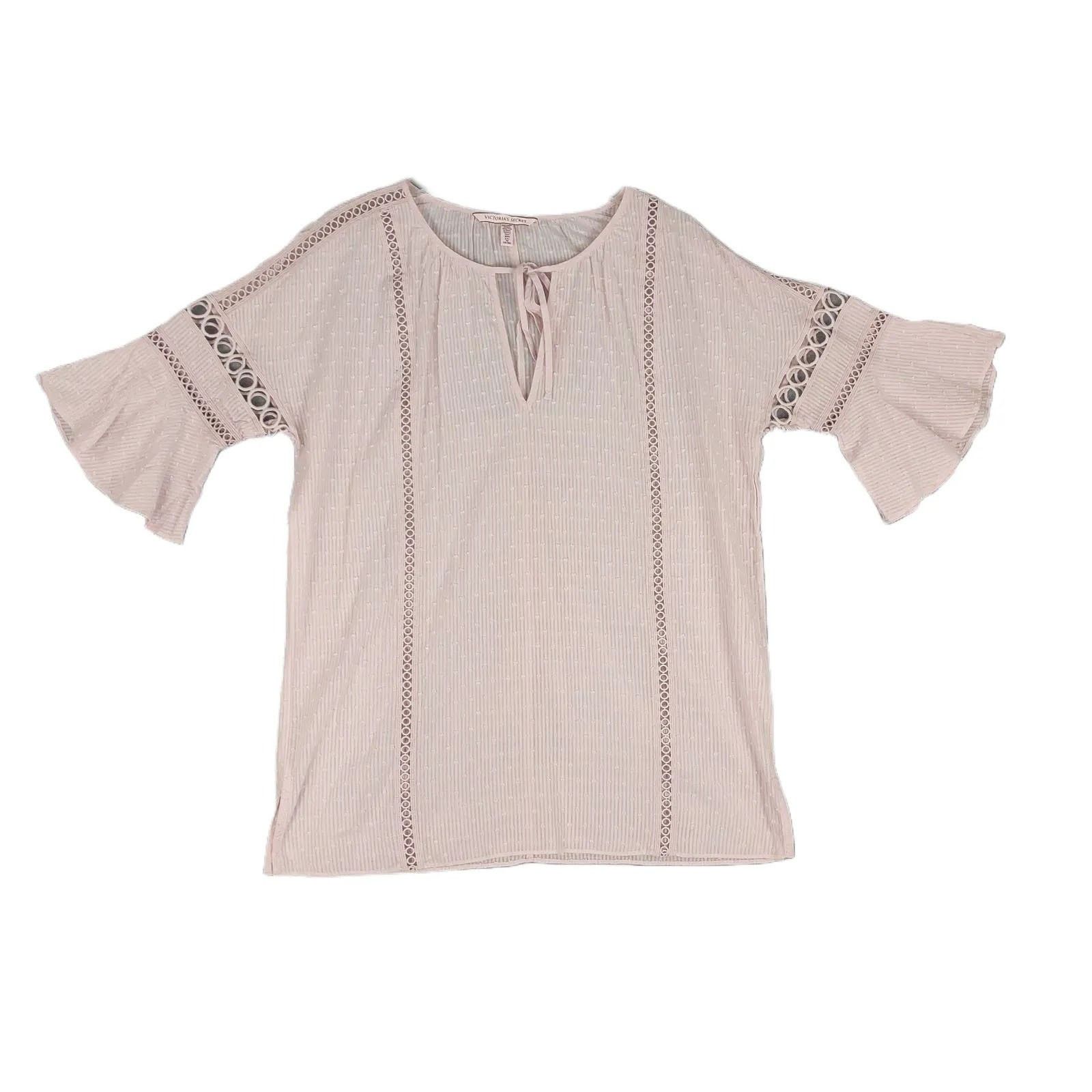 Victoria's Secret VICTORIA'S SECRET Size S Sheer Pink Crochet Peasant Chemise Size S / US 4 / IT 40 - 1 Thumbnail