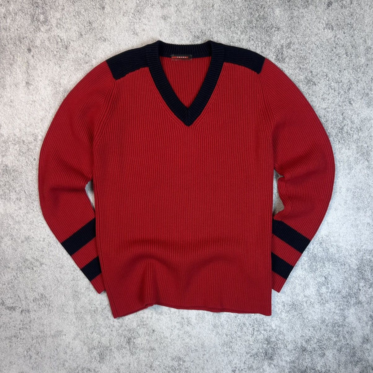 Prada Prada Vintage Y2k Wool V-neck Sweater Jumper Knitwear Pull Size US L / EU 52-54 / 3 - 3 Thumbnail