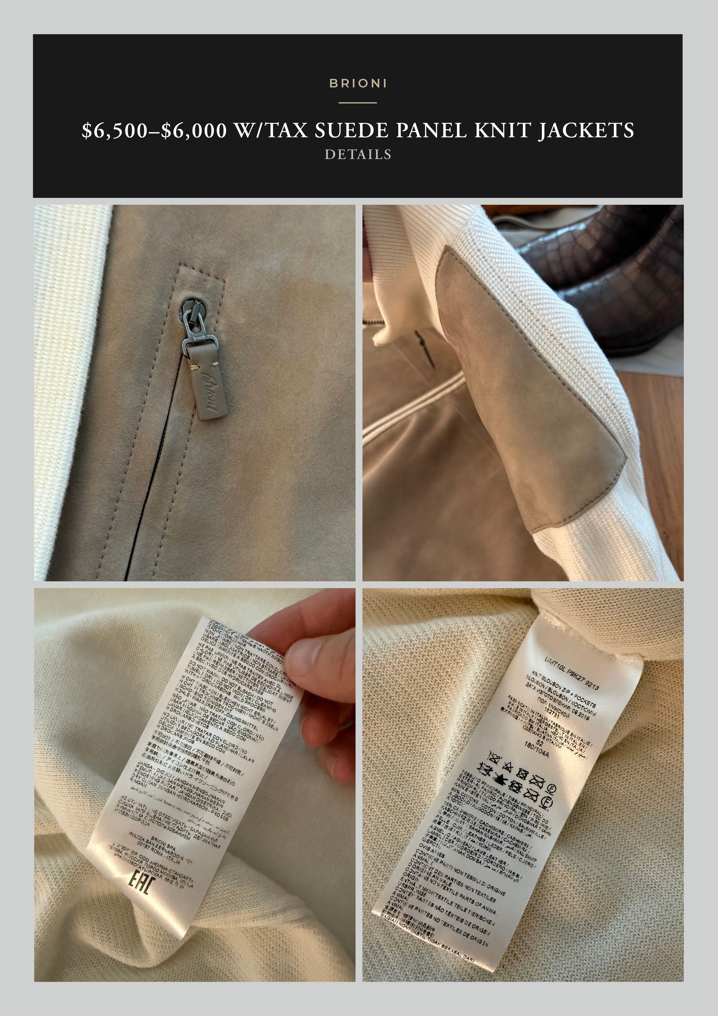 Brioni Best Dressed Rare $6K w/tax Suede / White Cashmere Knit Size US L / EU 52-54 / 3 - 23 Thumbnail