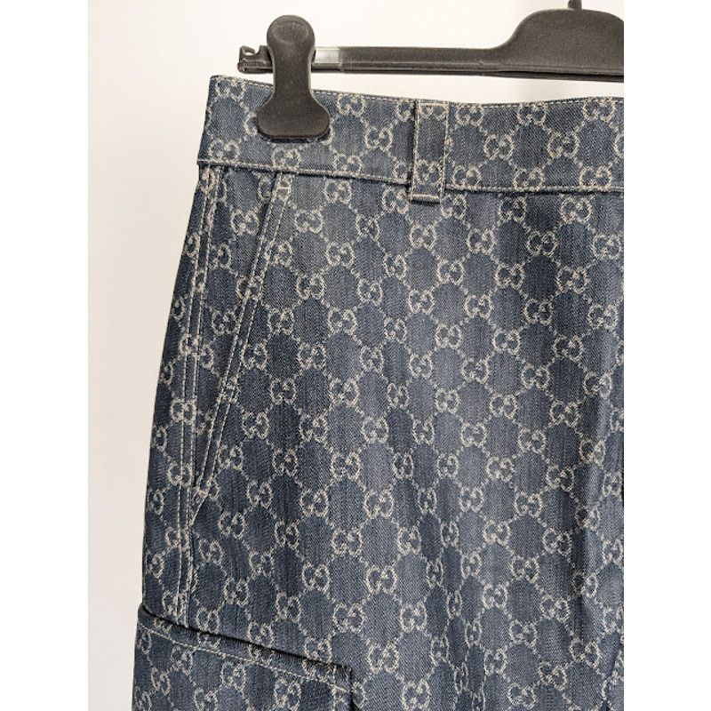 Gucci o1rshd1 Coated GG Denim Cargo Pant in Blue Size US 34 / EU 50 - 8 Thumbnail