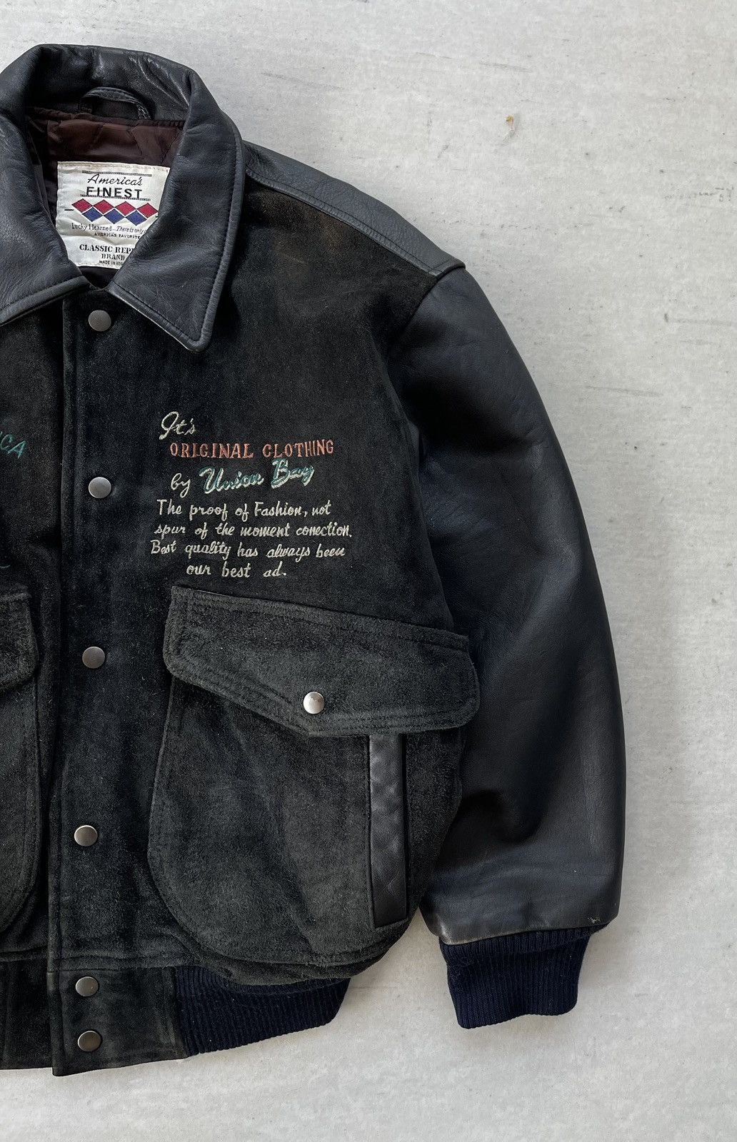 Japanese Brand 🔥VINTAGE 90'S FINEST EMBROIDERED LEATHER VARSITY JACKET Size US M / EU 48-50 / 2 - 2 Thumbnail